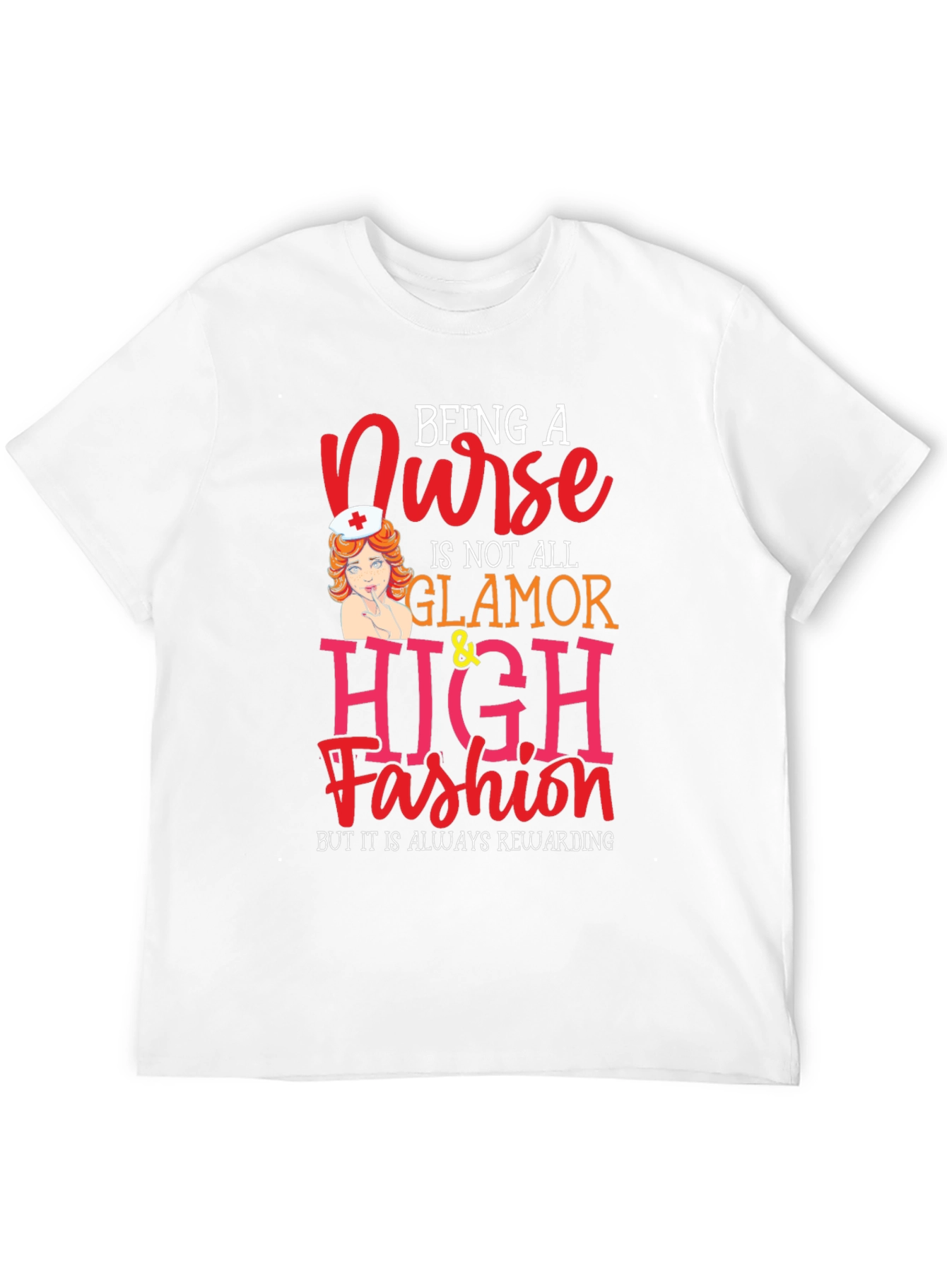 Black Nurse Glamour T-Shirt - Rewarding Profession Tee view 12