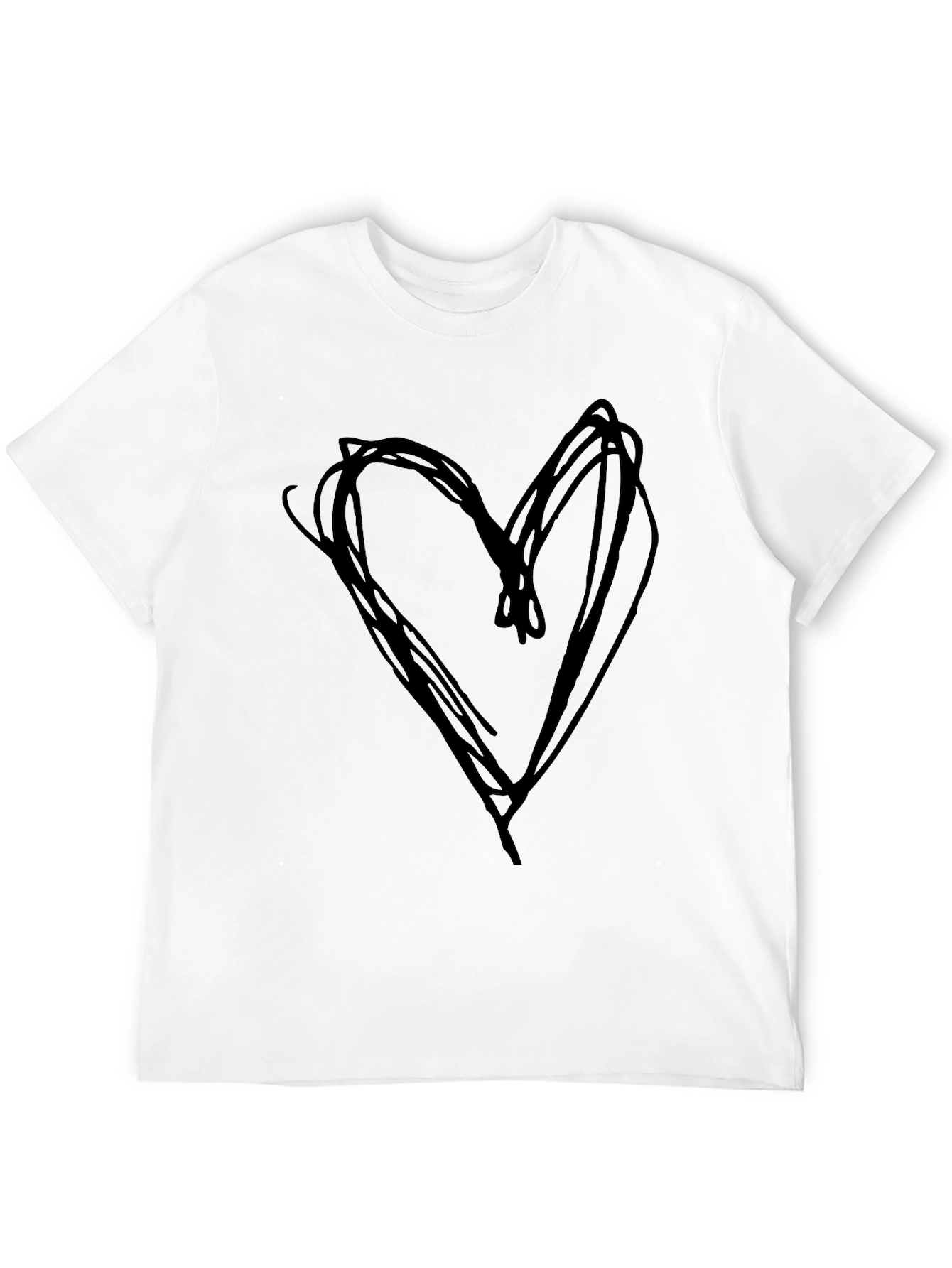 Black Heart Scribble Tee - Black Cotton Casual Shirt view 12