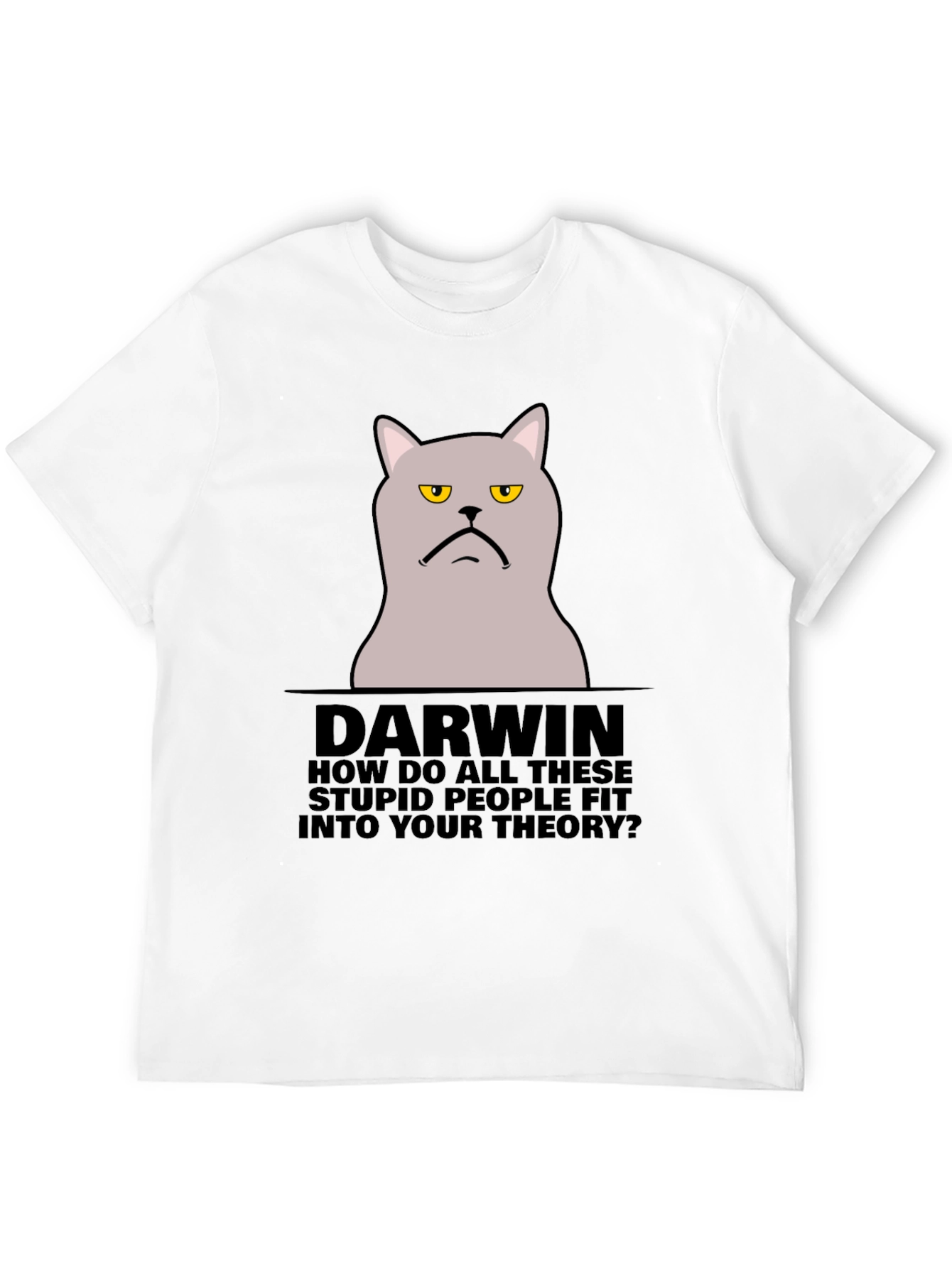 Black Darwin Cat T-Shirt - Funny Theory Design view 12