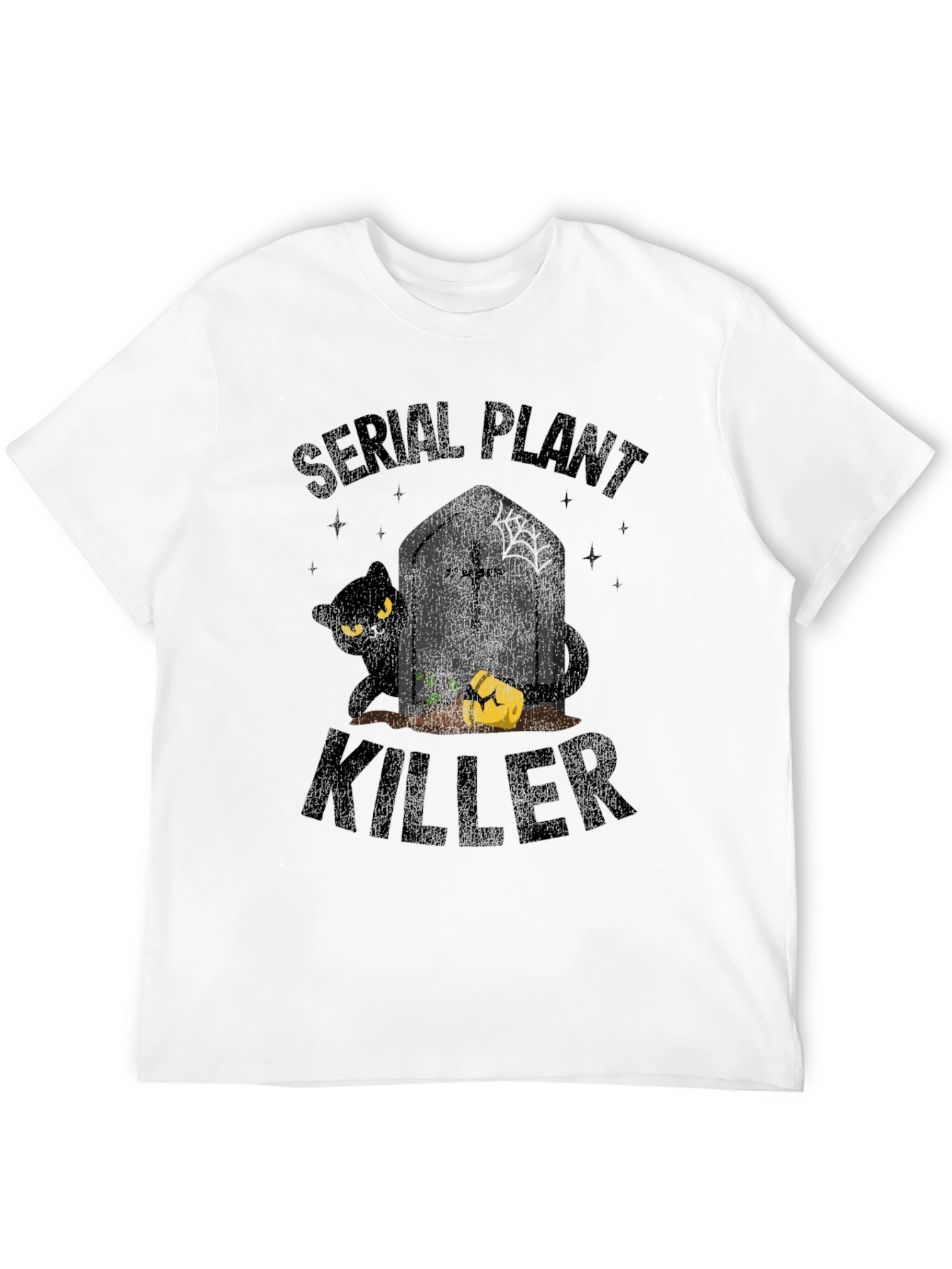 Black Serial Plant Killer T-Shirt - Halloween Cat Design view 12