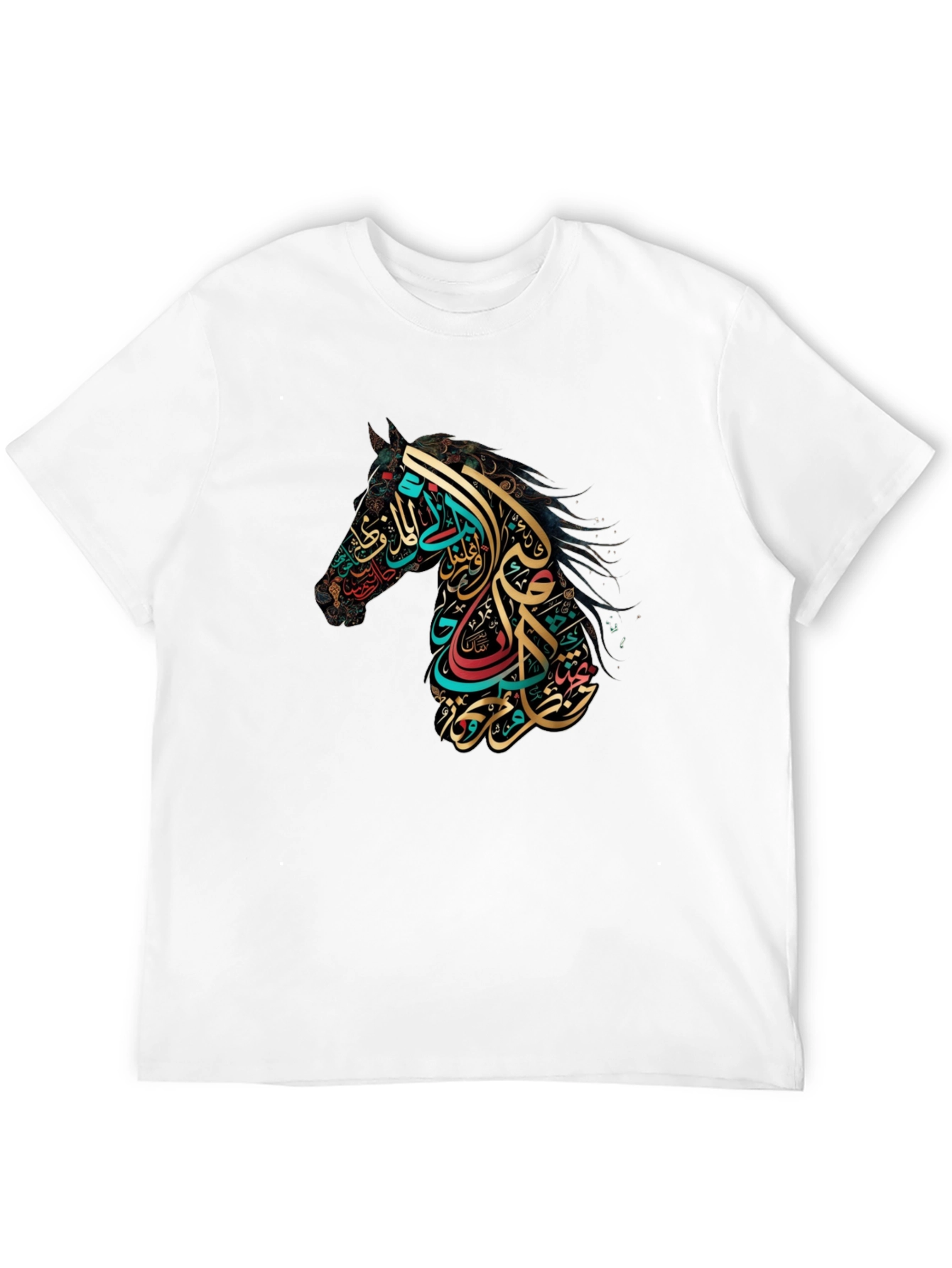 Black Arabic Calligraphy Horse Graphic Tee view 12