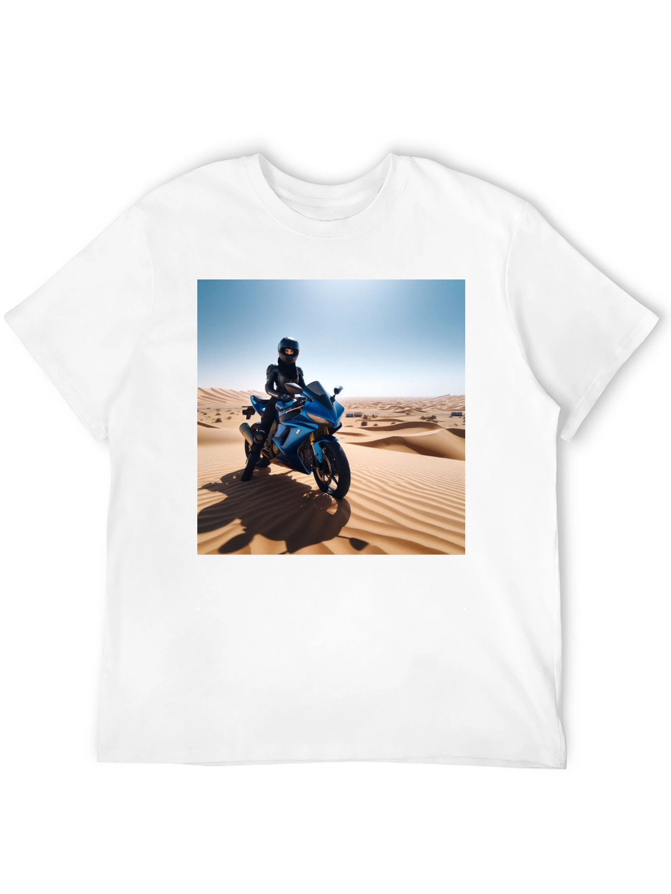 Black Motorcycle Desert Rider Graphic Tee - Unisex Black T-Shirt view 12