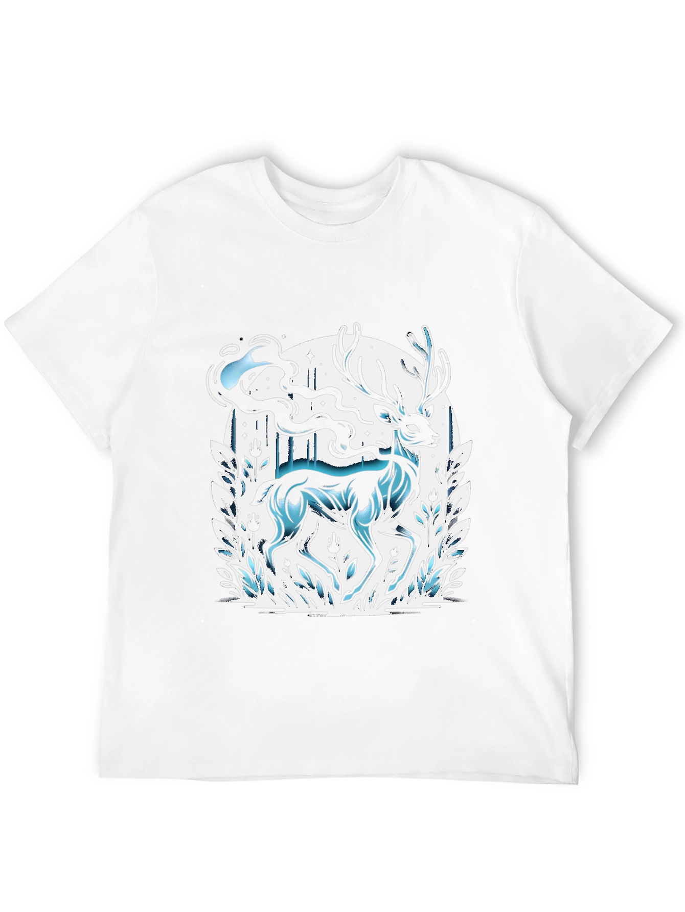 Black Mystic Deer Graphic Tee - Black Cotton Blend view 12