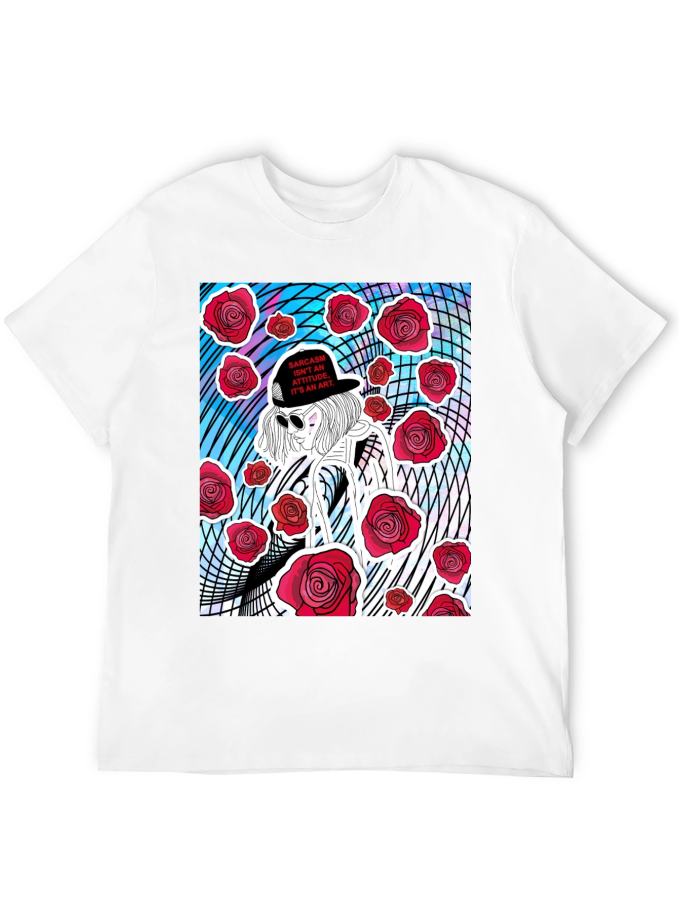 Black Edgy Rose Graphic Tee - Sarcasm Art view 12