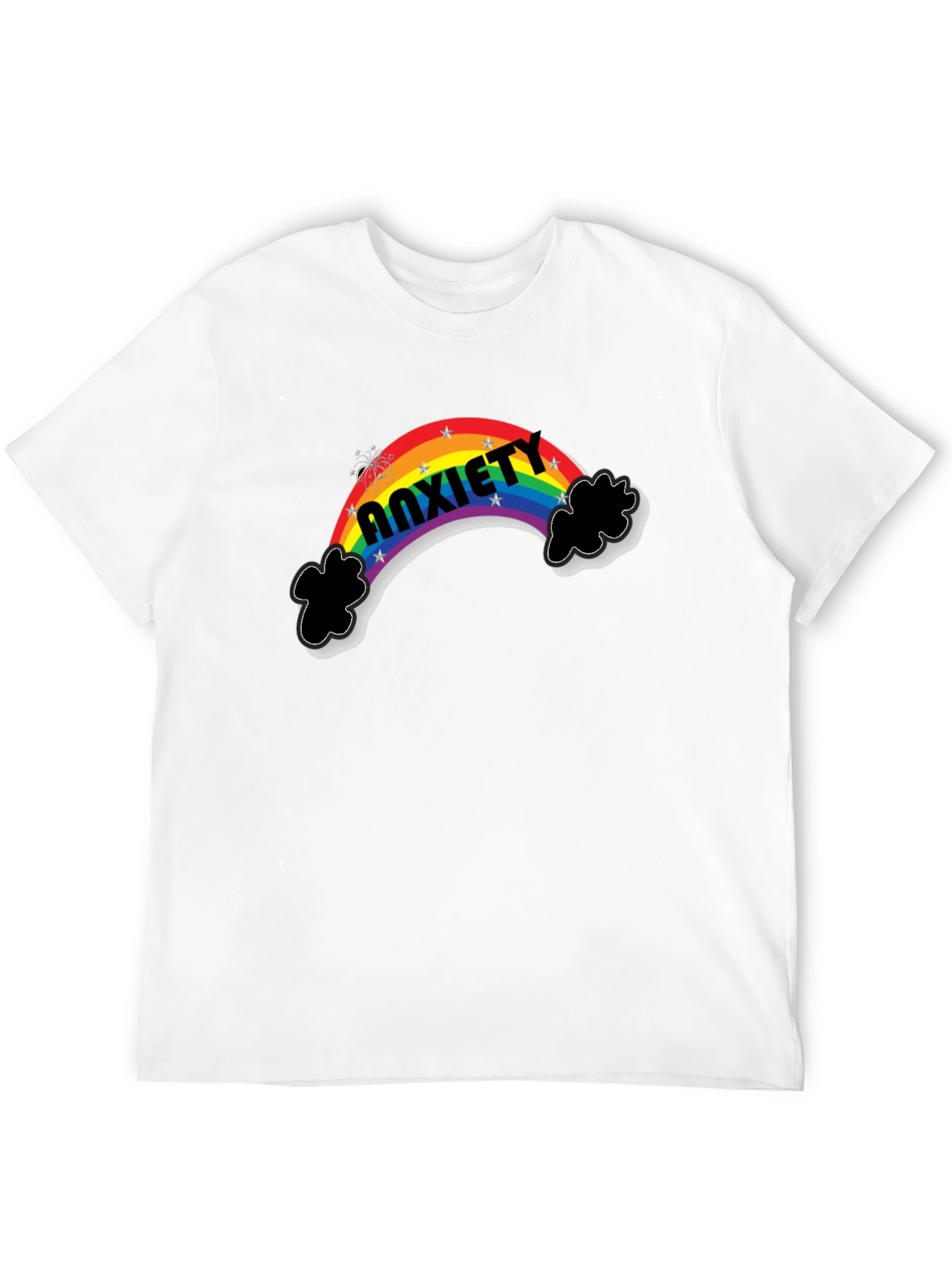 Black Anxiety Rainbow Graphic Tee - Black Cotton T-Shirt view 12