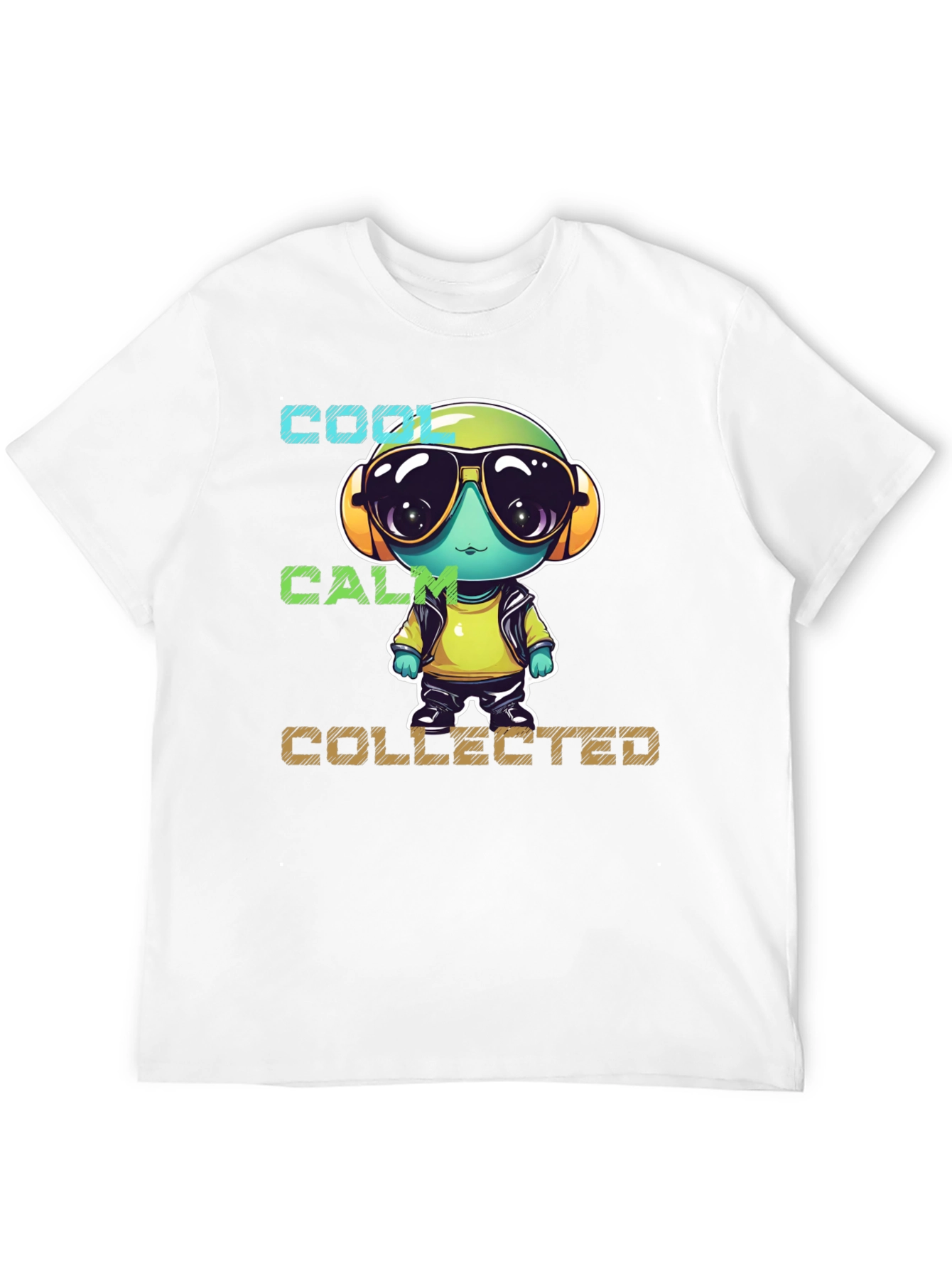 Black Cool, Calm, Collected Cartoon Character T-Shirt view 12