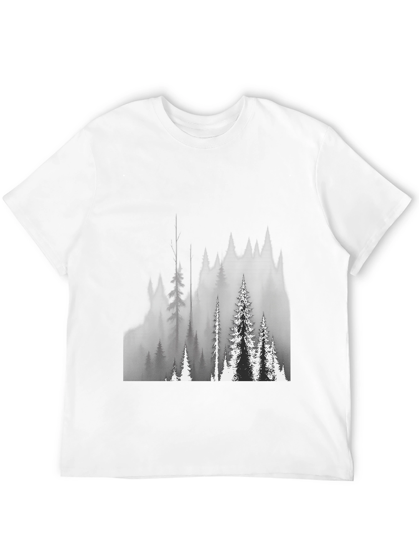 Black Black T-Shirt with Forest Graphic view 12