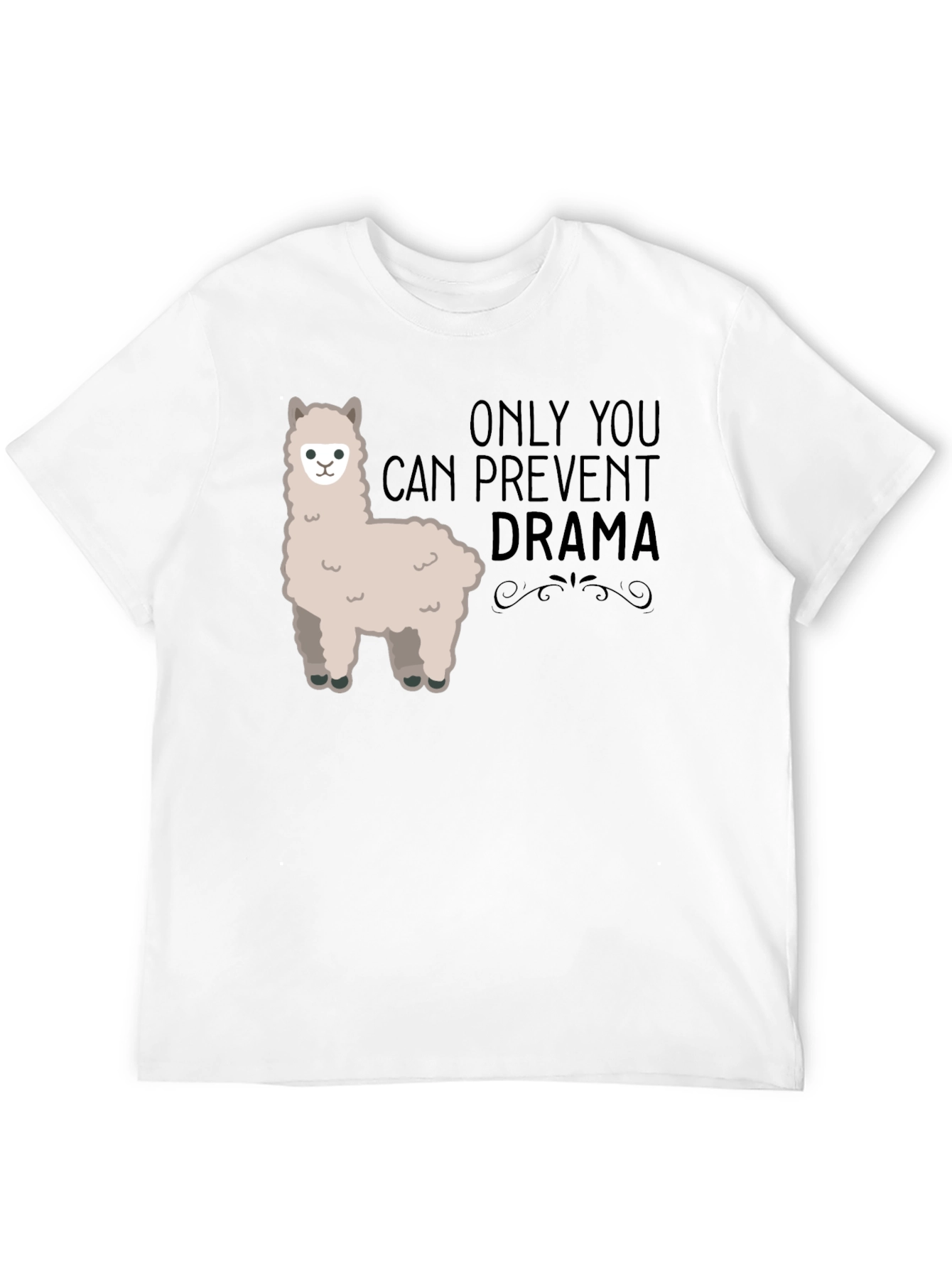 Black Prevent Drama Llama T-Shirt - Mens Humor Graphic Tee view 12