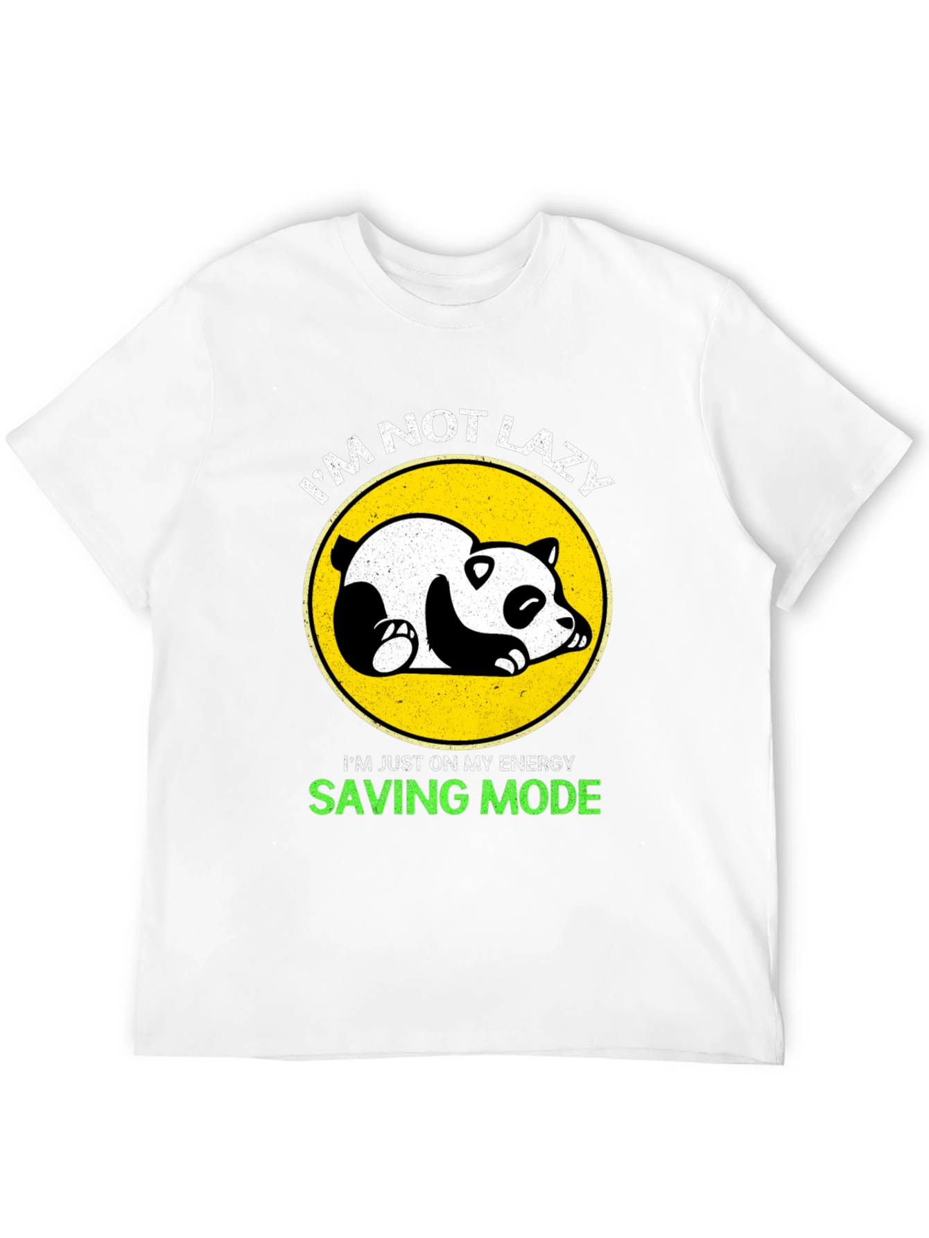 Black Lazy Panda Energy Saving Mode Black T-Shirt view 12