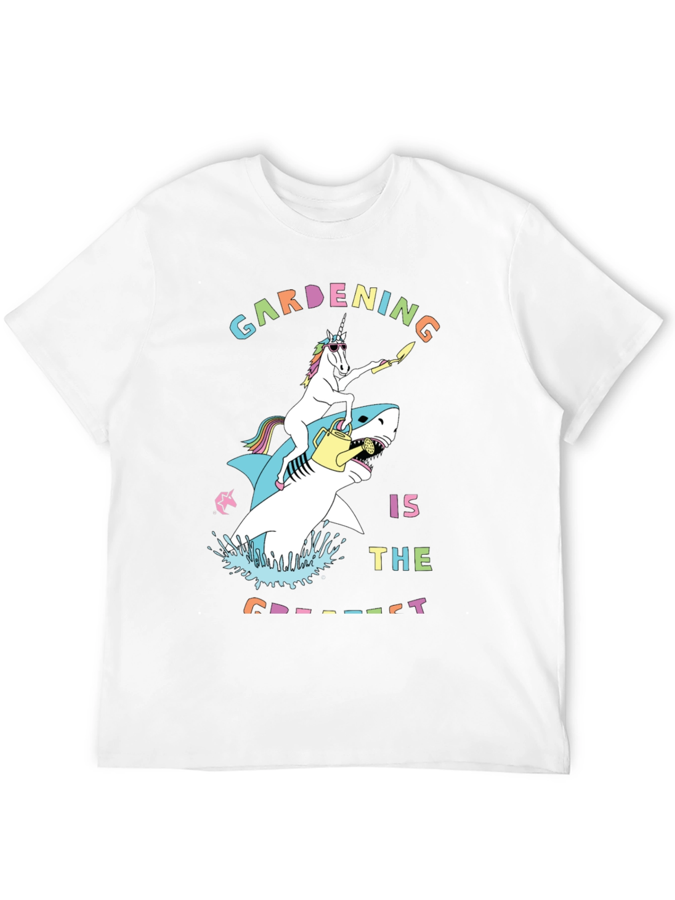 Black Unicorn Shark Gardening T-Shirt view 12