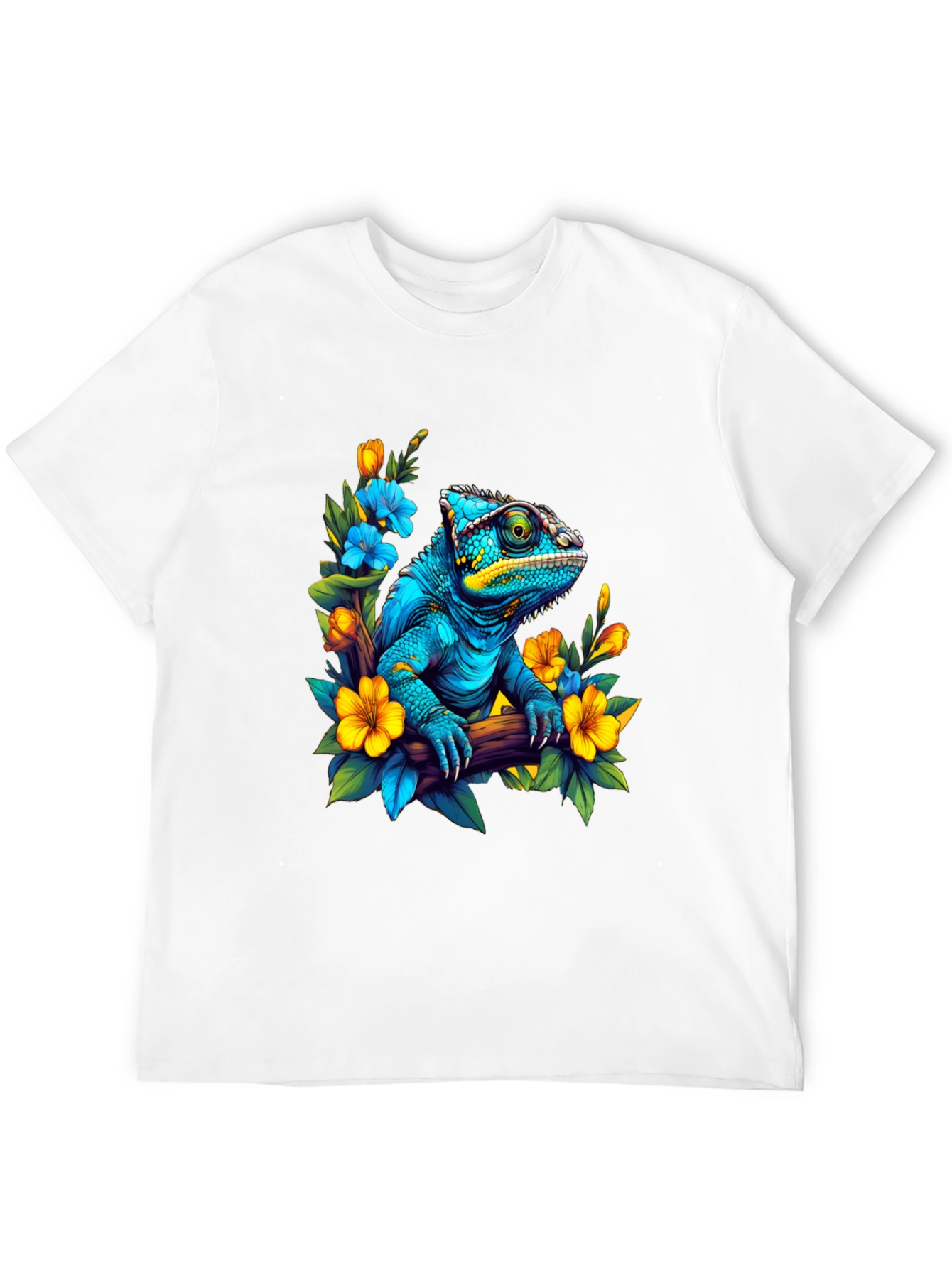 Black Blue Chameleon Floral Graphic Tee view 12