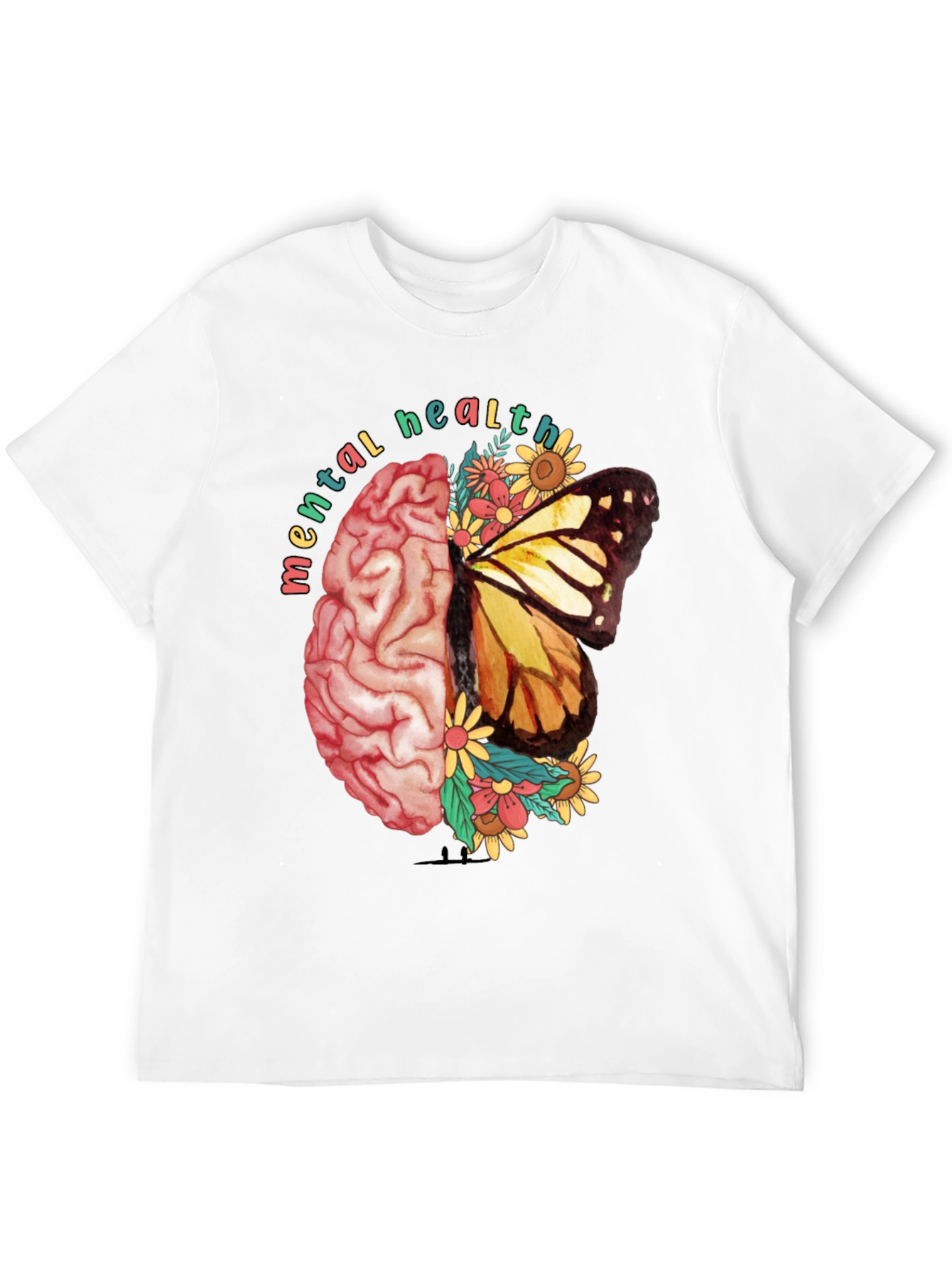 Black Mental Health Butterfly Brain Graphic Tee view 12