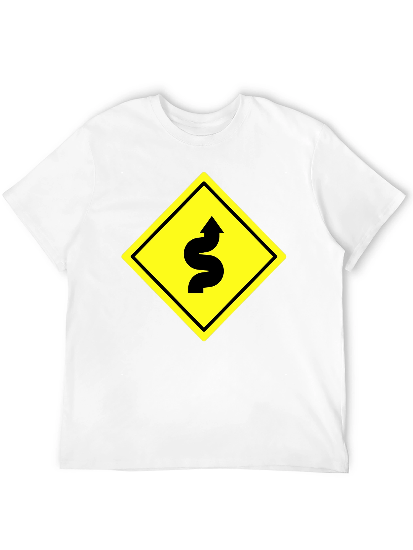 Black Winding Road Graphic Tee - Black Cotton T-Shirt view 12