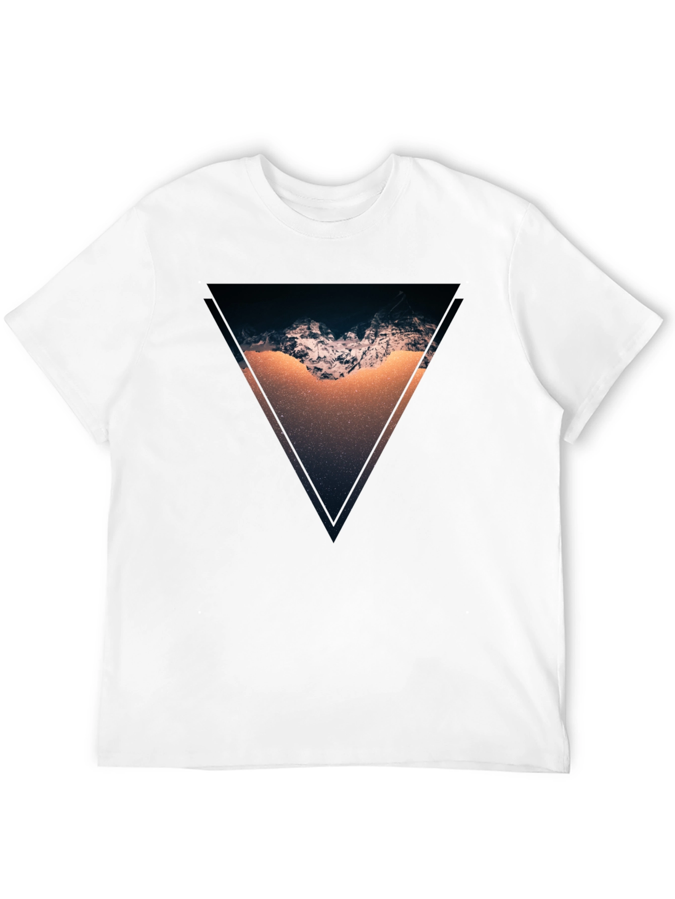 Black Geometric Mountain Scene Black T-Shirt view 12