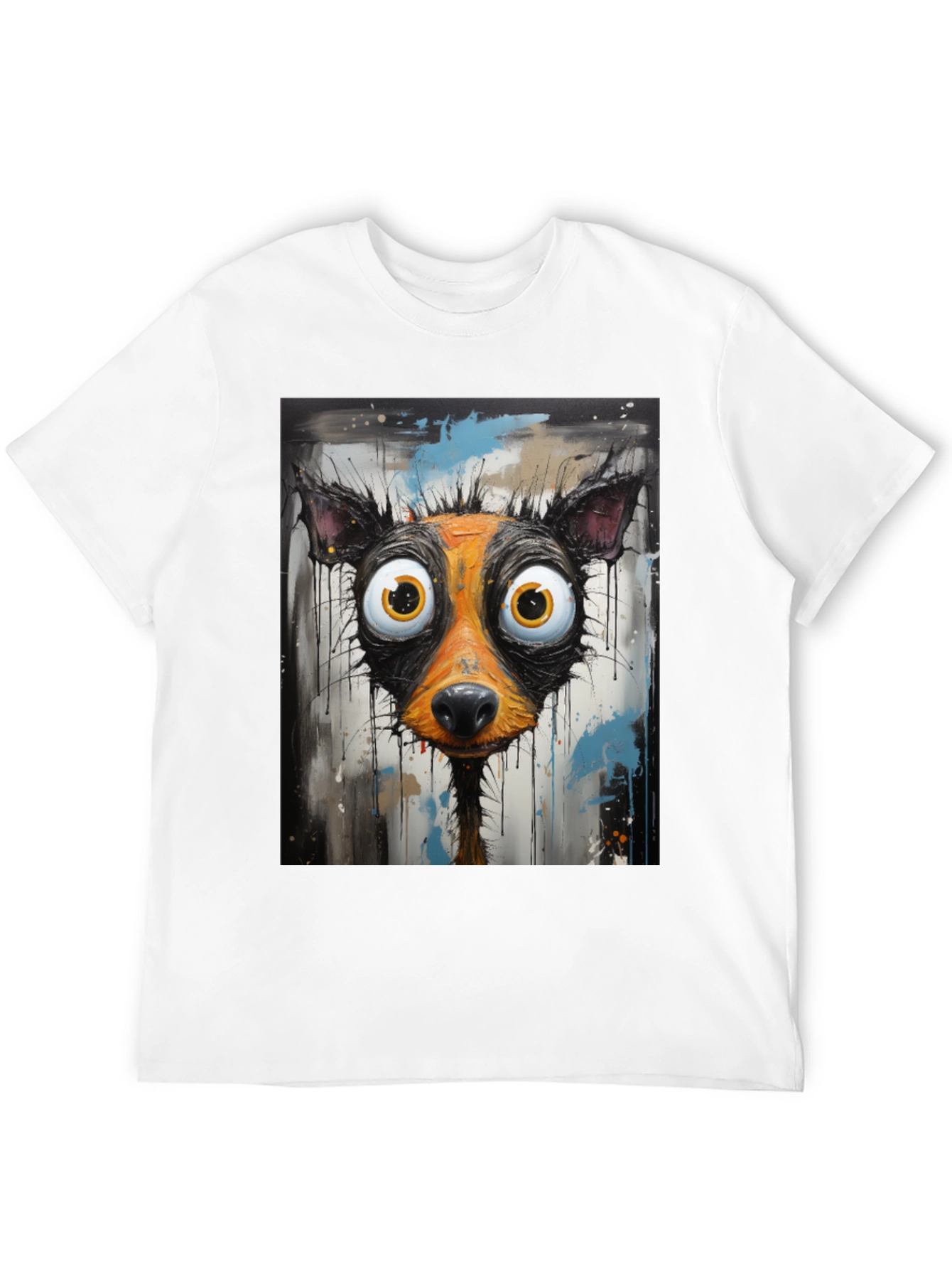 Black Cartoon Dog Graphic Tee - Funky Art Shirt view 12