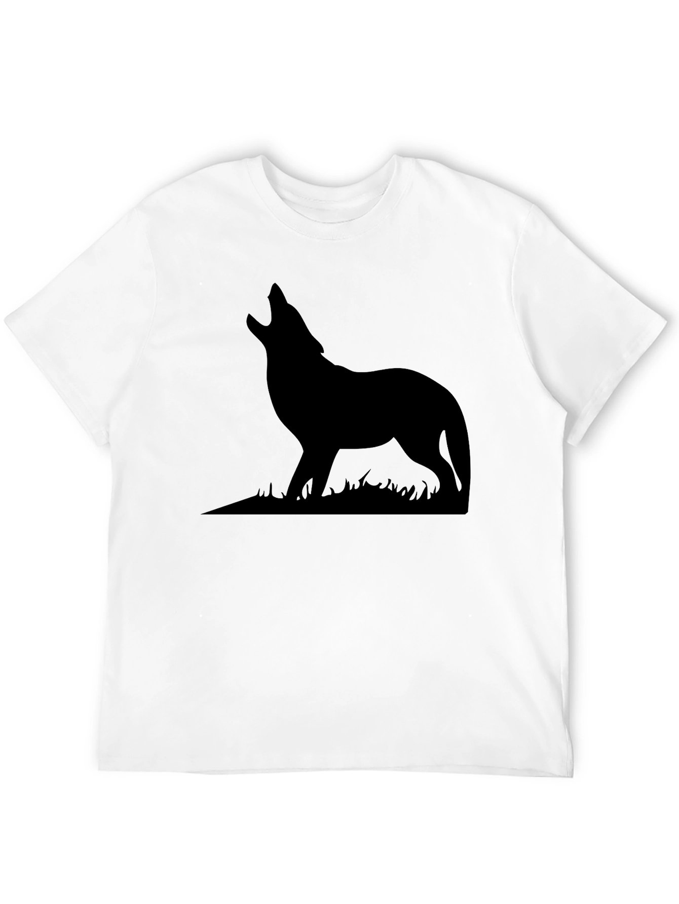 Black Wolf Silhouette Graphic Print T-Shirt view 12