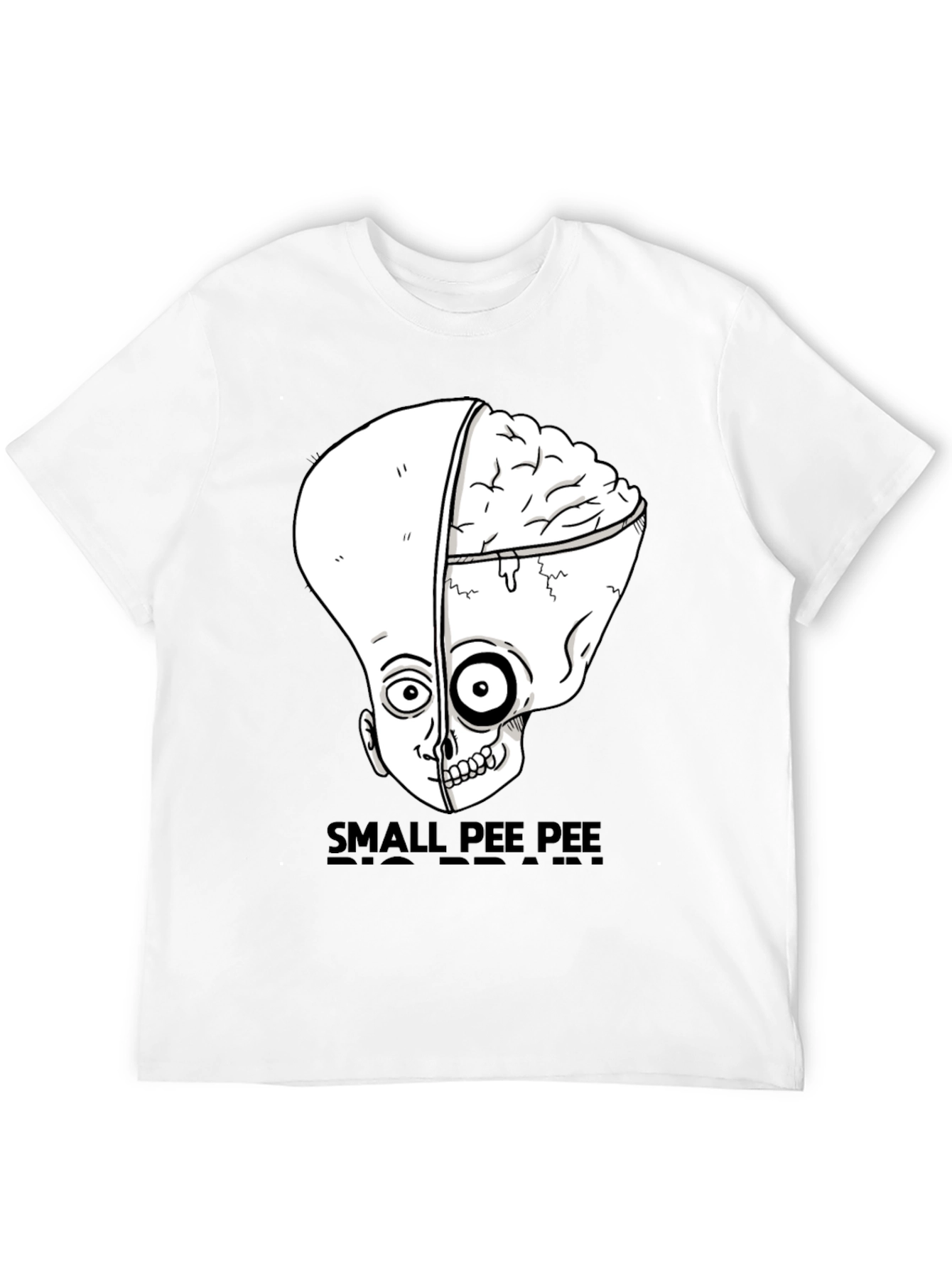Black Small Pee Pee Big Brain Funny Graphic Tee view 12