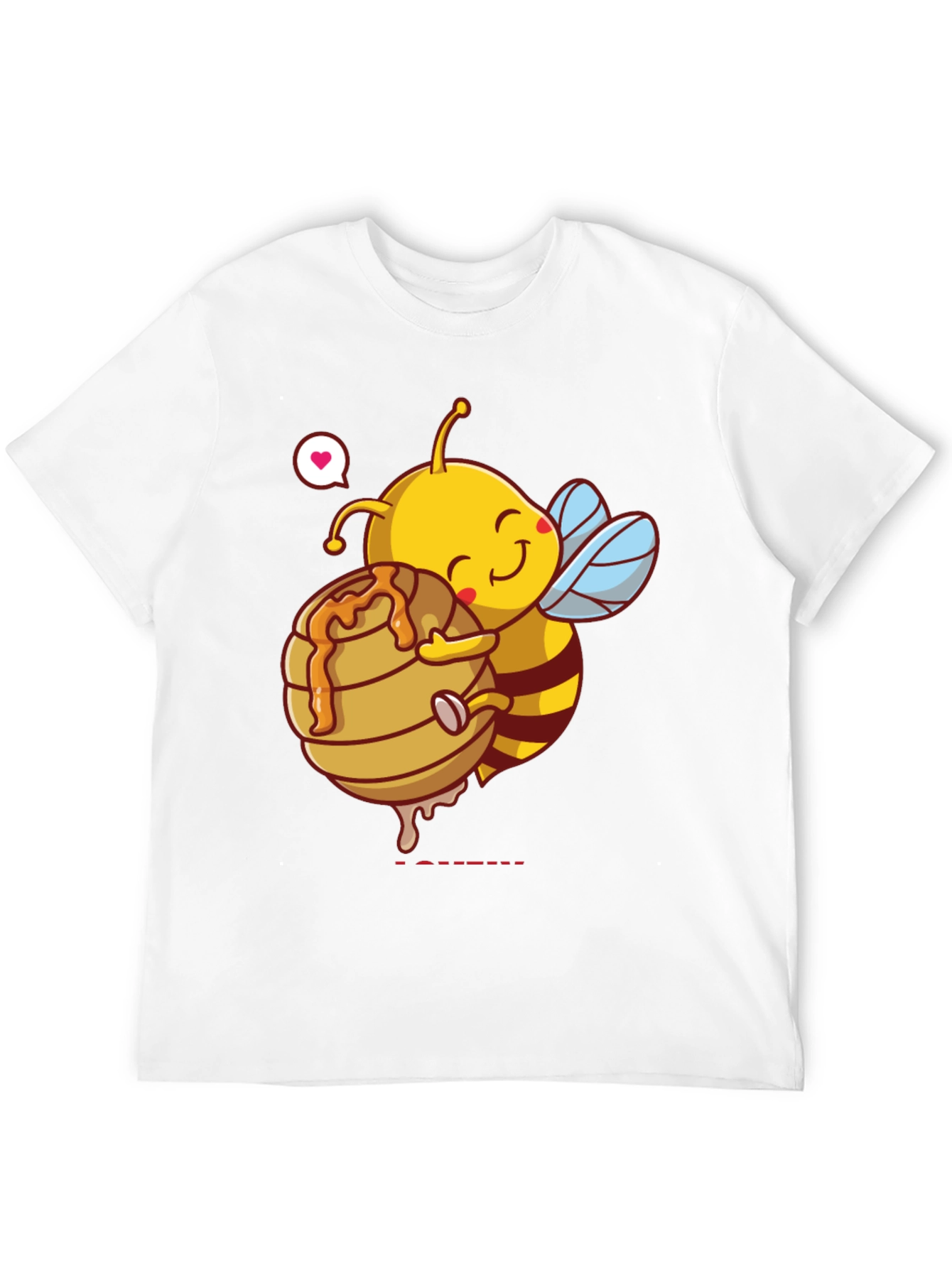 Black Cute Bee Hugging Honeycomb Graphic T-Shirt view 12