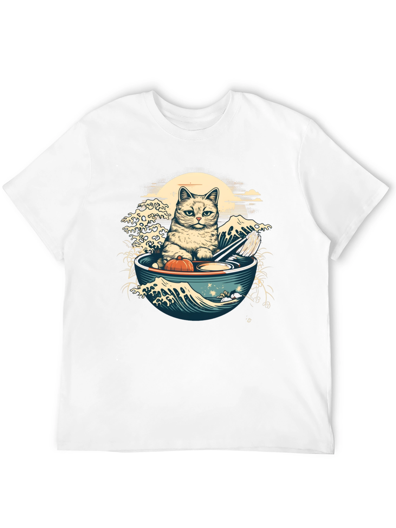 Black Cat Ramen Wave T-Shirt - Stylish Graphic Tee view 12