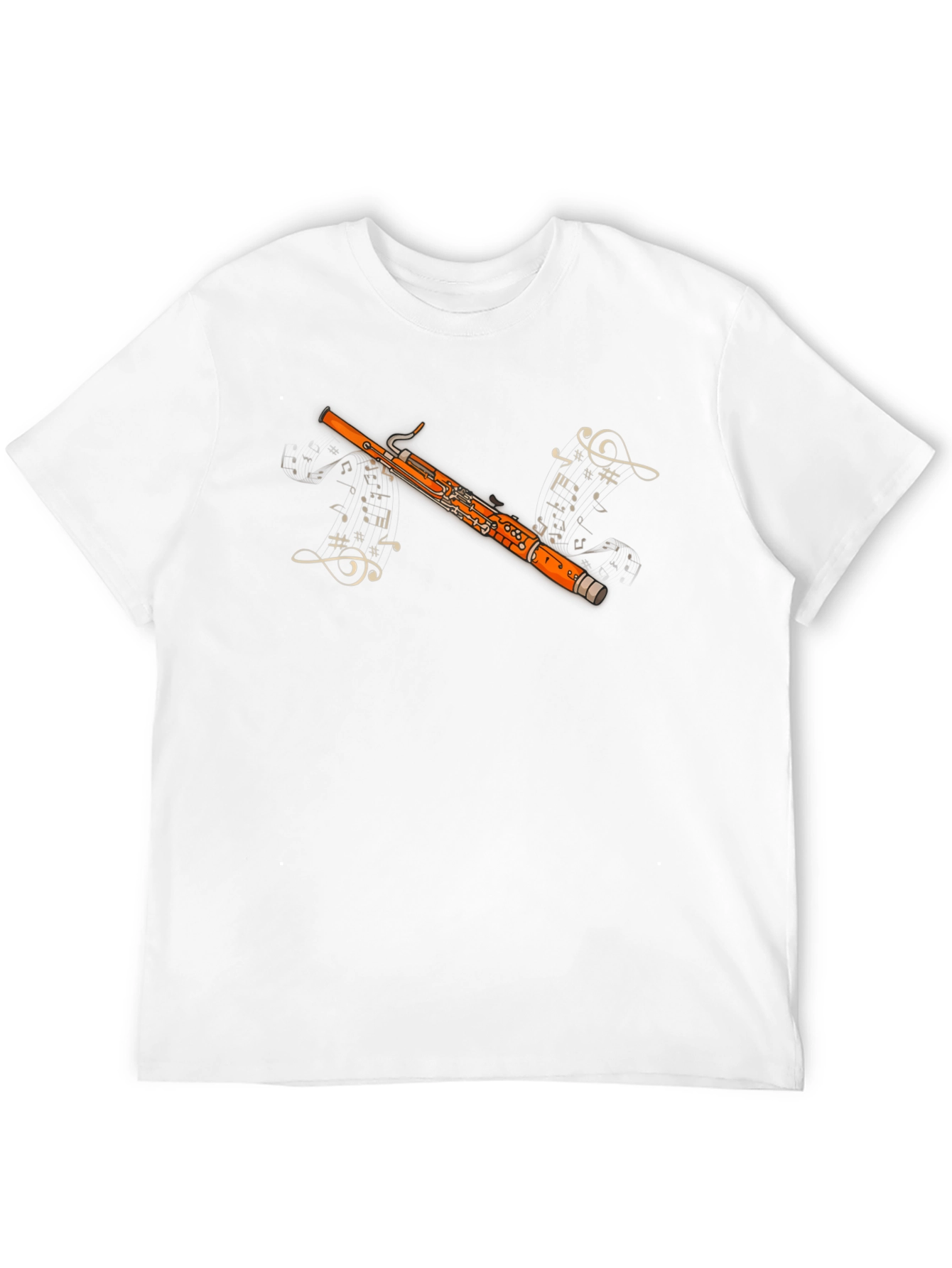 Black Bassoon Music Notes Graphic Black T-Shirt view 12