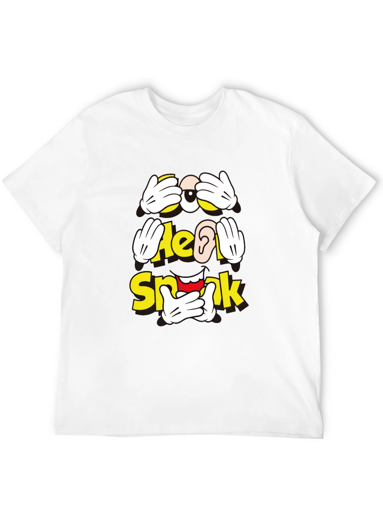 Black Hear No Speak No See No Evil Graphic T-Shirt view 12