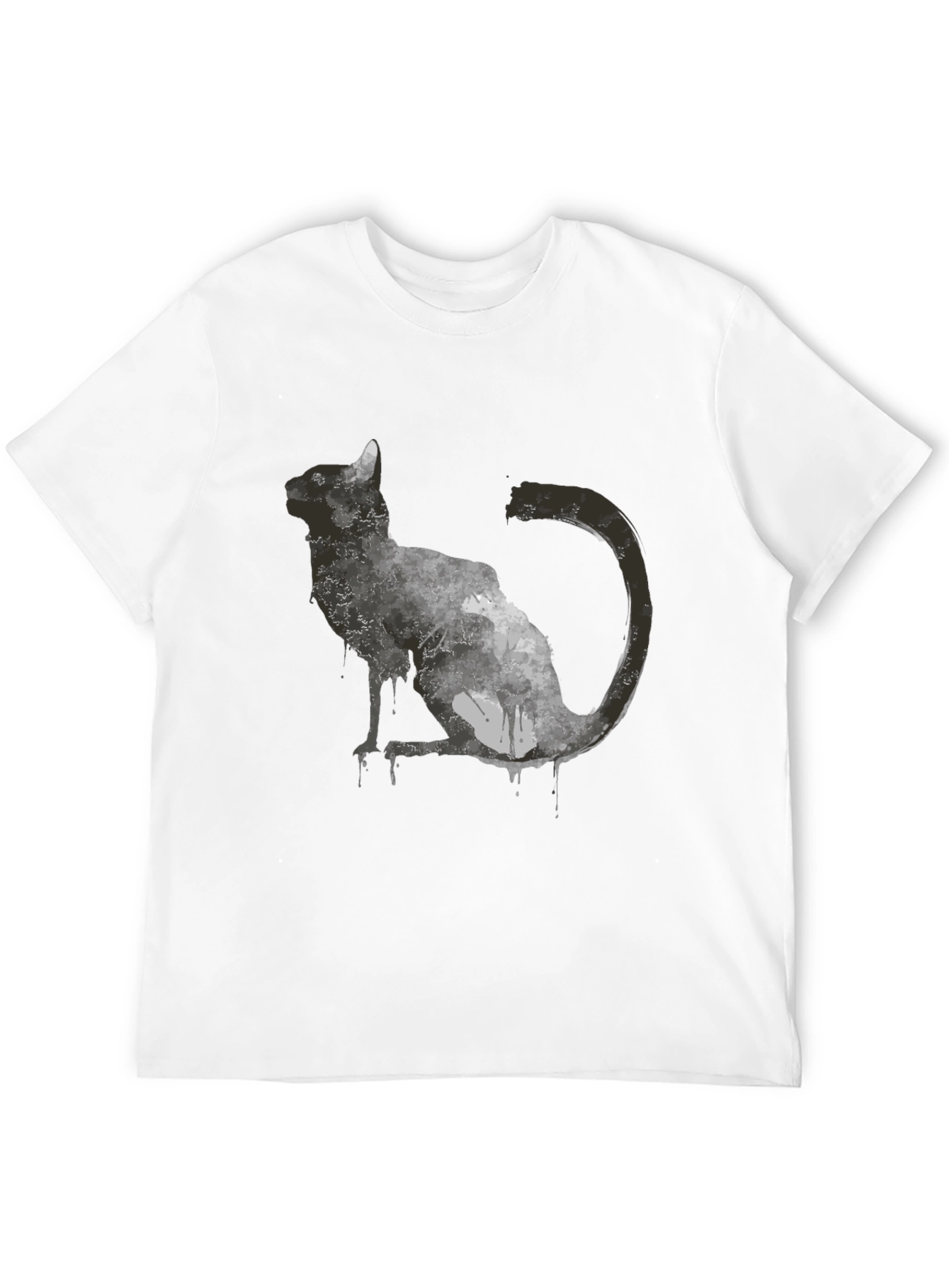 Black Abstract Cat Graphic T-Shirt - Black view 12