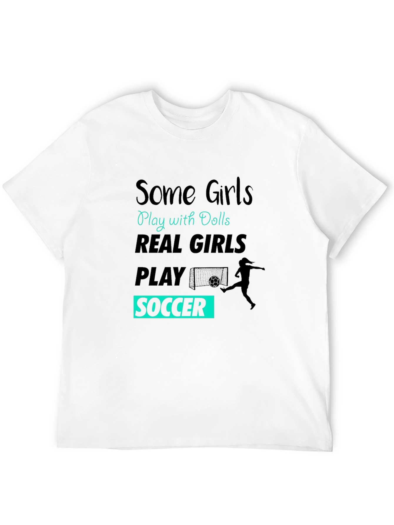 Black Real Girls Play Soccer Graphic T-Shirt view 12