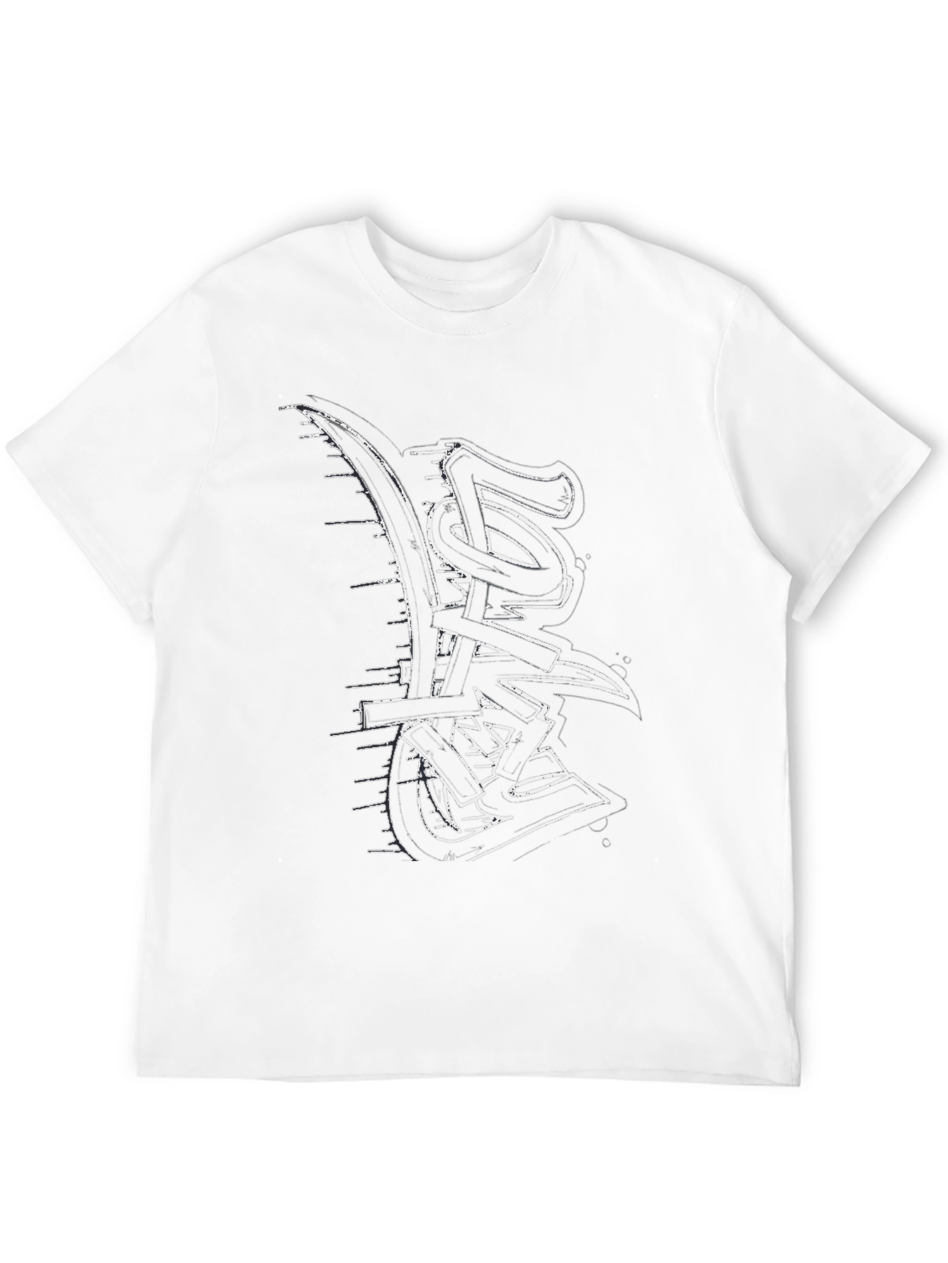 Black Edgy Black Graphic Tee - Abstract Graffiti Design view 12