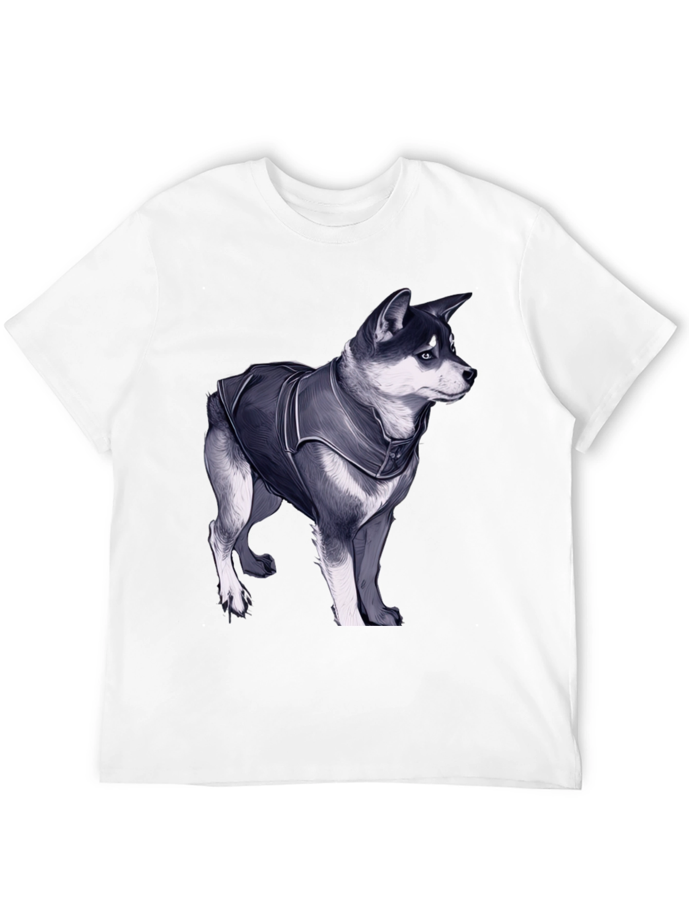 Black Dog in Jacket Graphic Tee - Black Casual T-Shirt view 12
