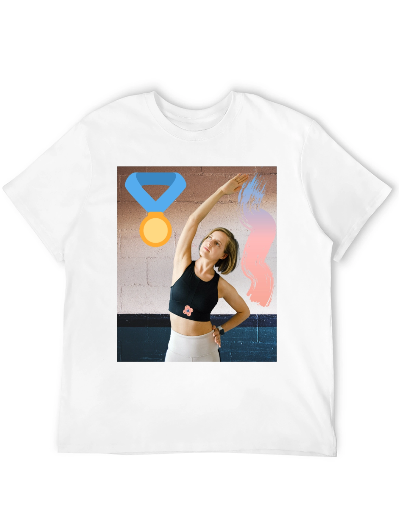 Black Graphic Tee with Athletic Woman Design view 12