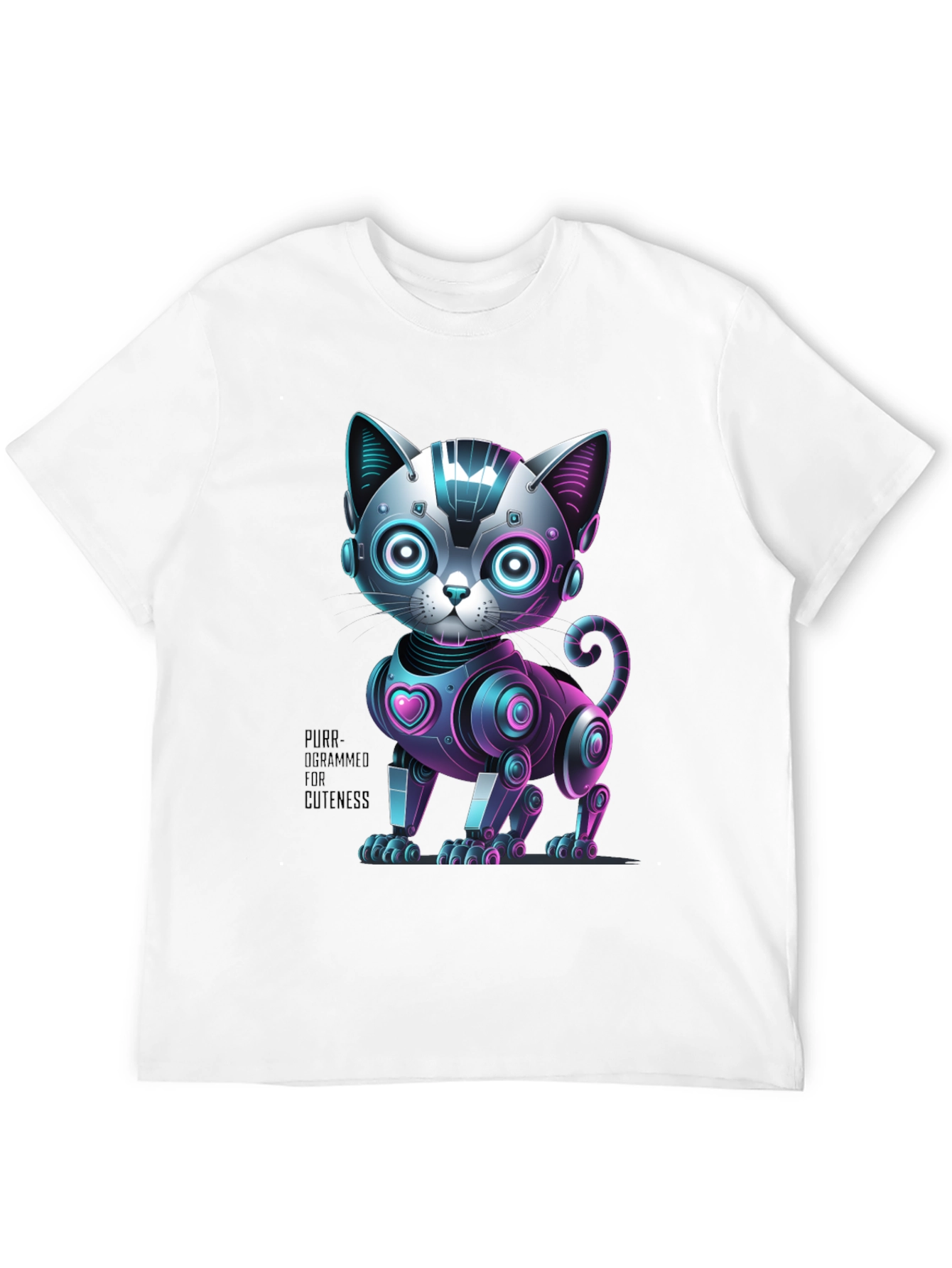 Black Robo Cat T-Shirt - Purr-ogrammer for Cuteness view 12