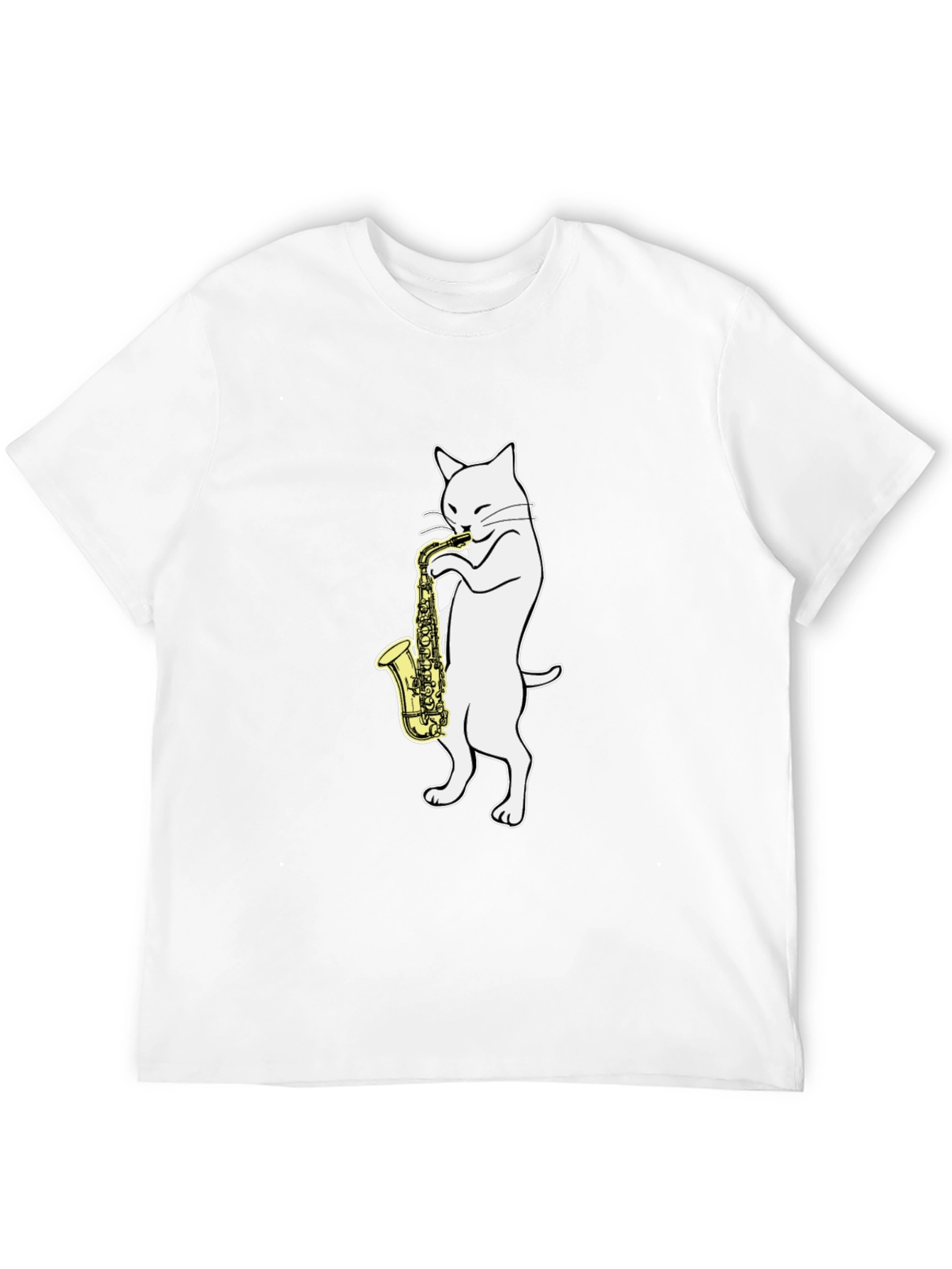 Black Cat Saxophone Player Graphic Tee - Black Cotton view 12