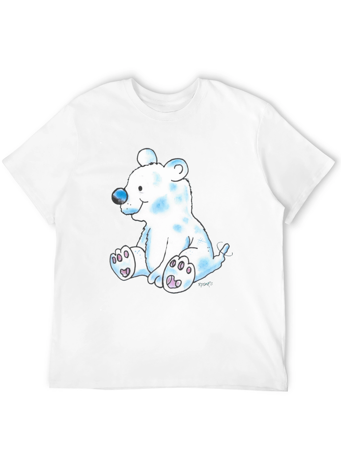 Black Cute Cartoon Bear Black T-Shirt view 12