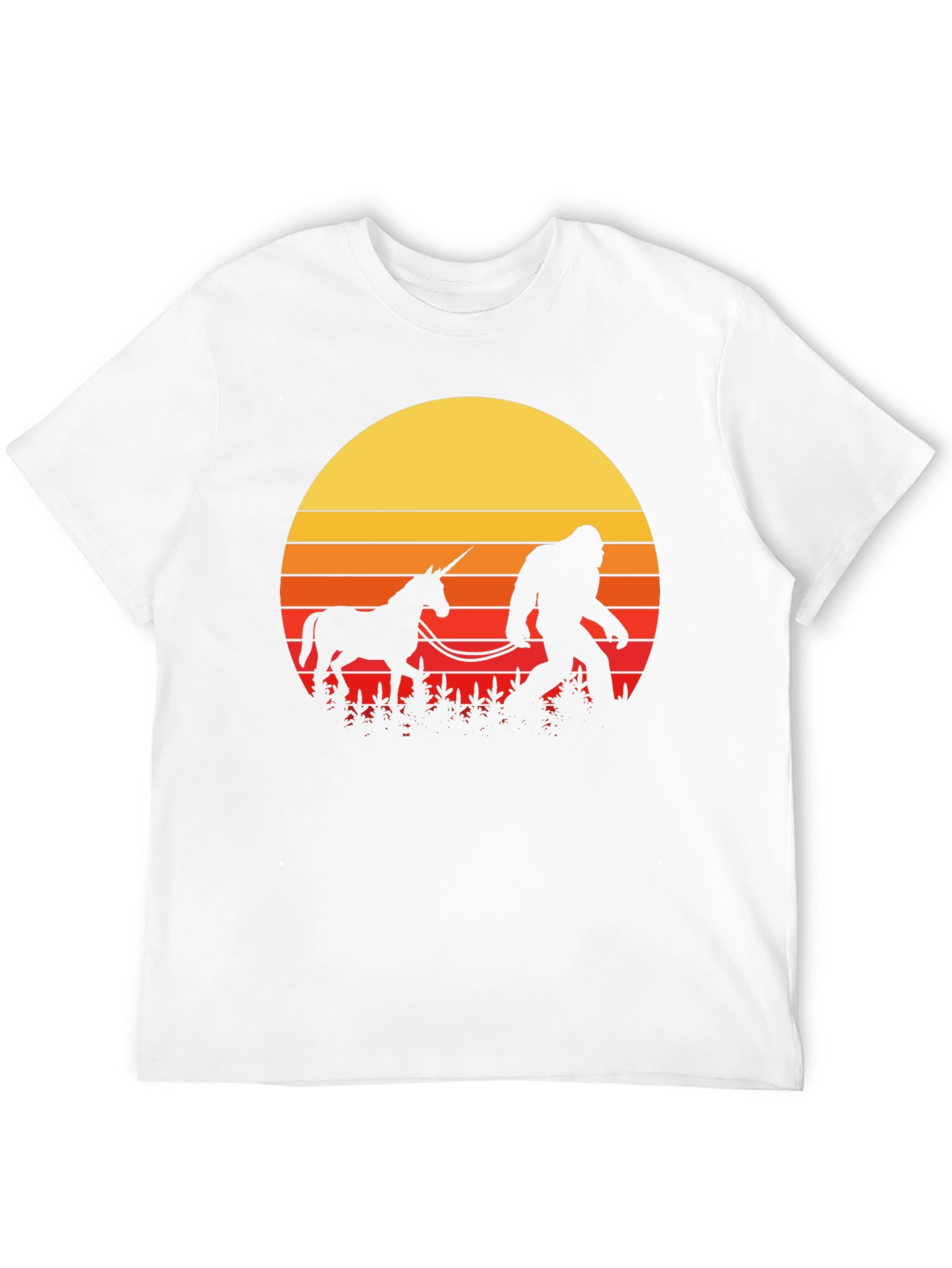 Black Sasquatch & Unicorn Sunset T-Shirt view 12