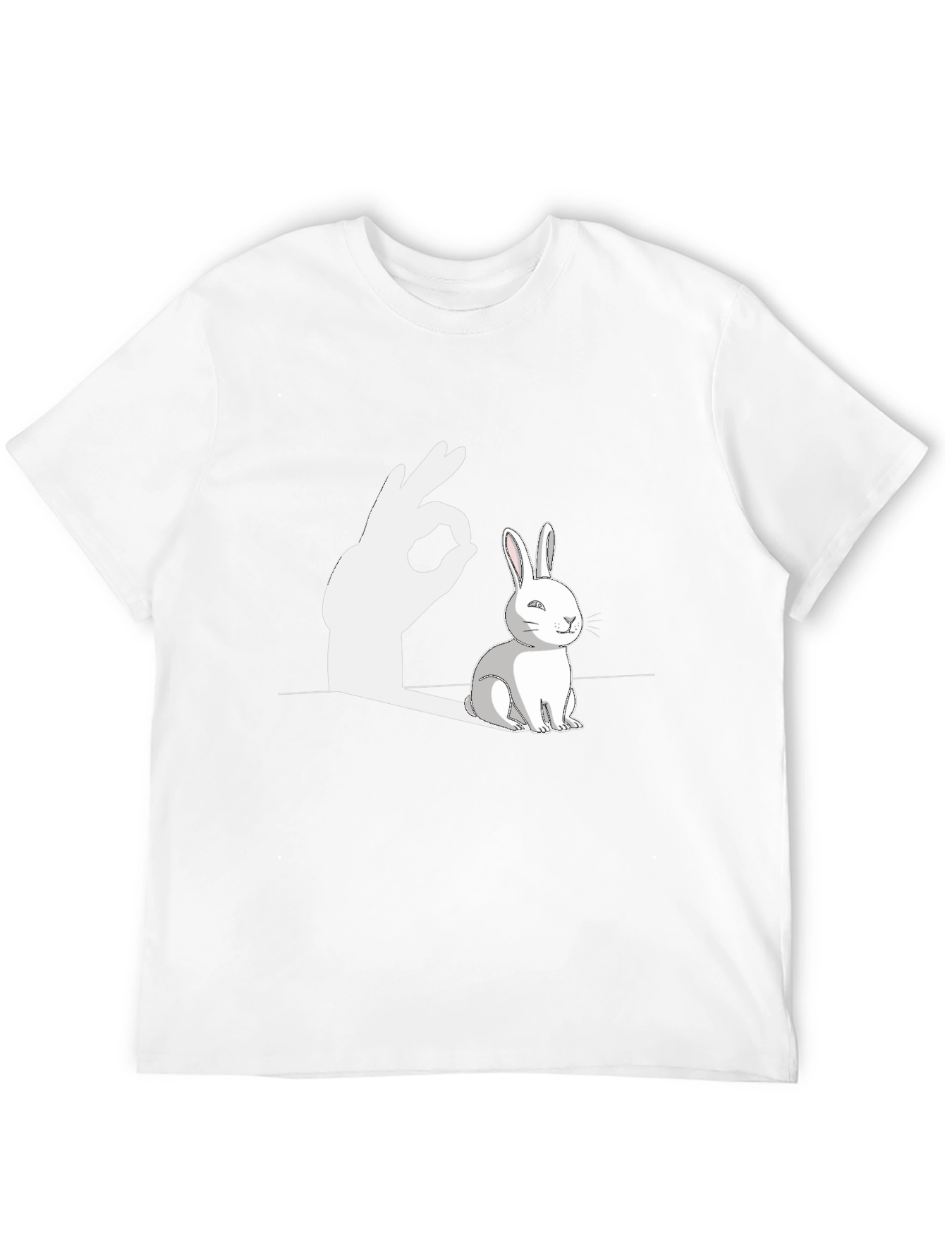 Black Funny Rabbit Shadow Hand Sign Graphic T-Shirt view 12