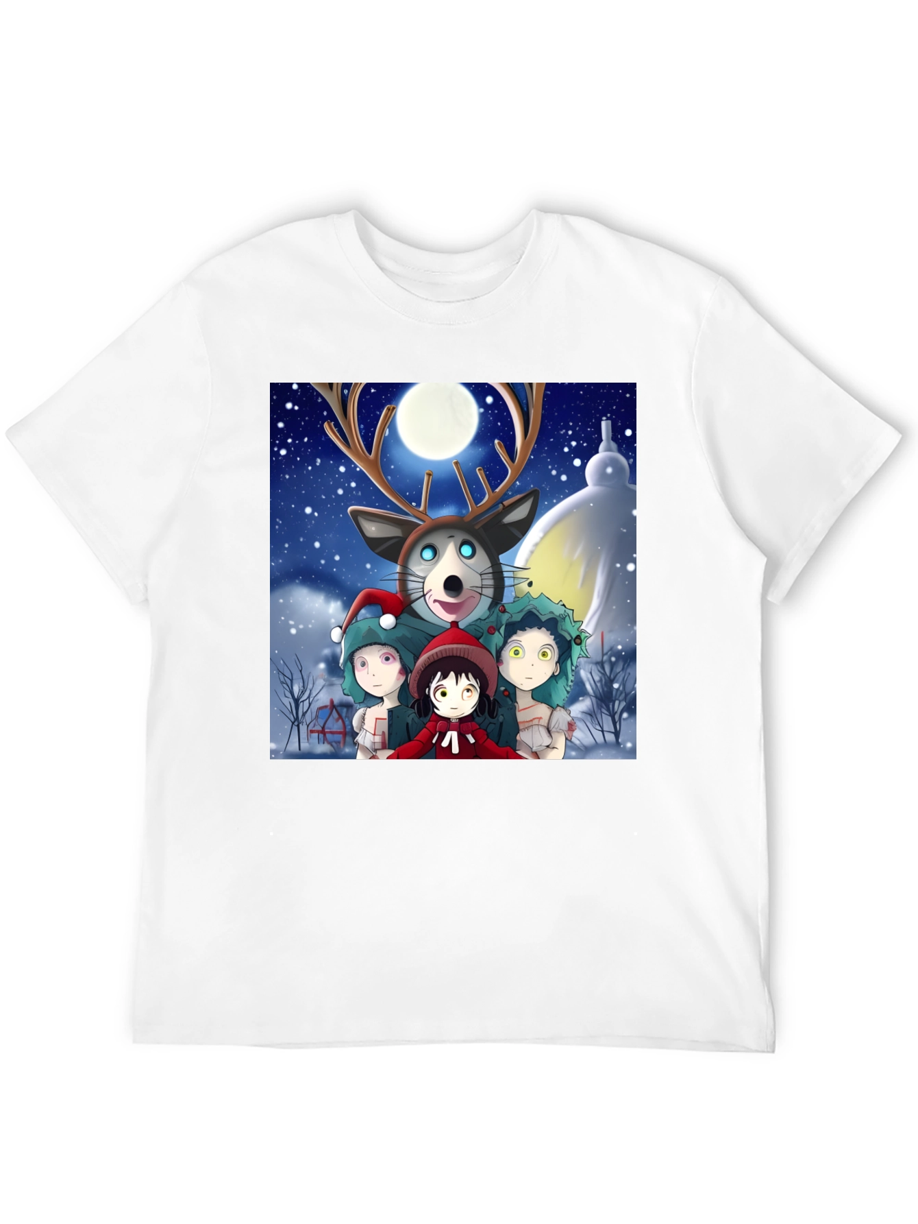 Black Anime Winter Wonderland T-Shirt view 12