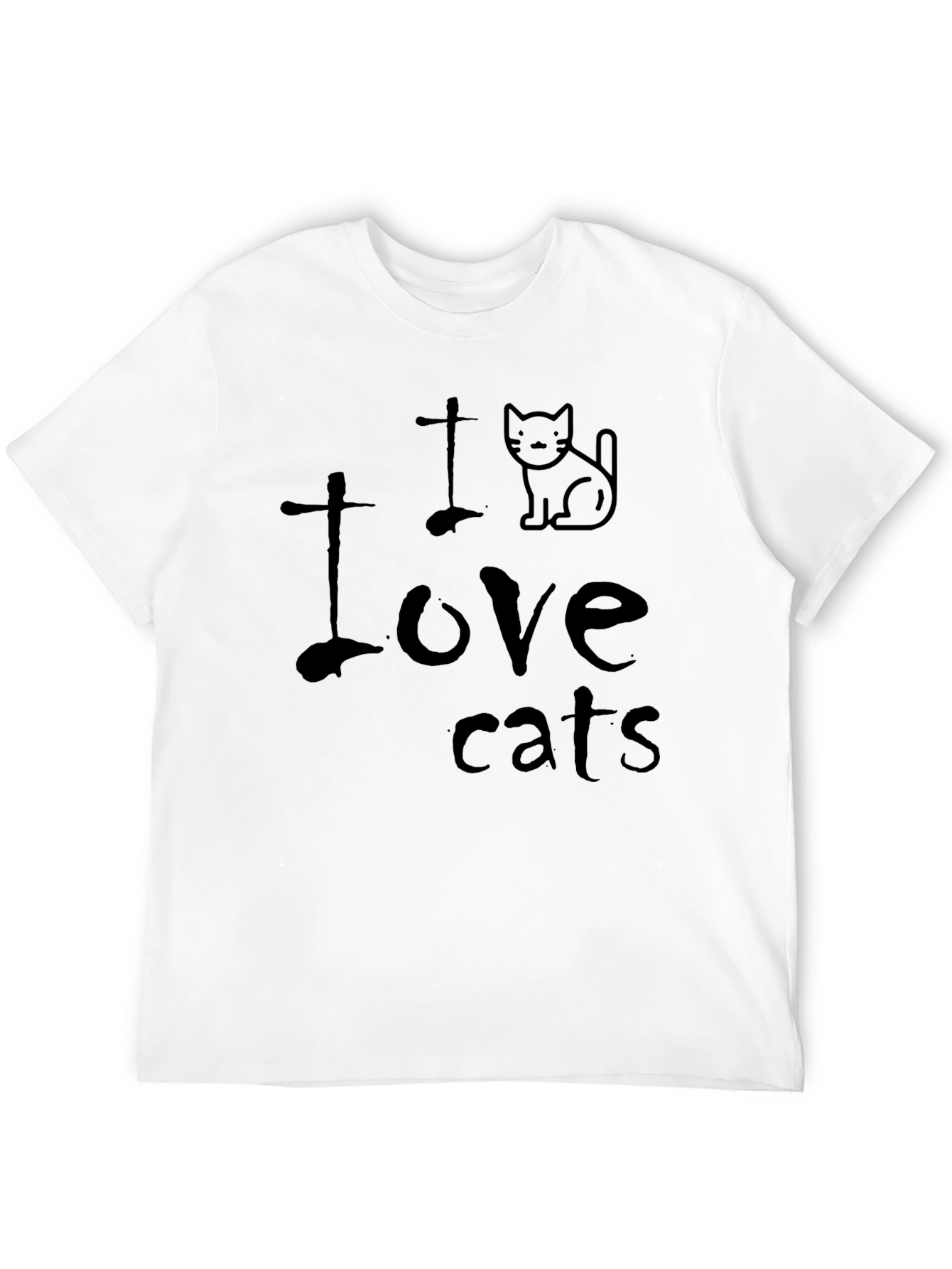 Black I Love Cats Graphic T-Shirt - Soft Cotton Blend, Casual Wear view 12