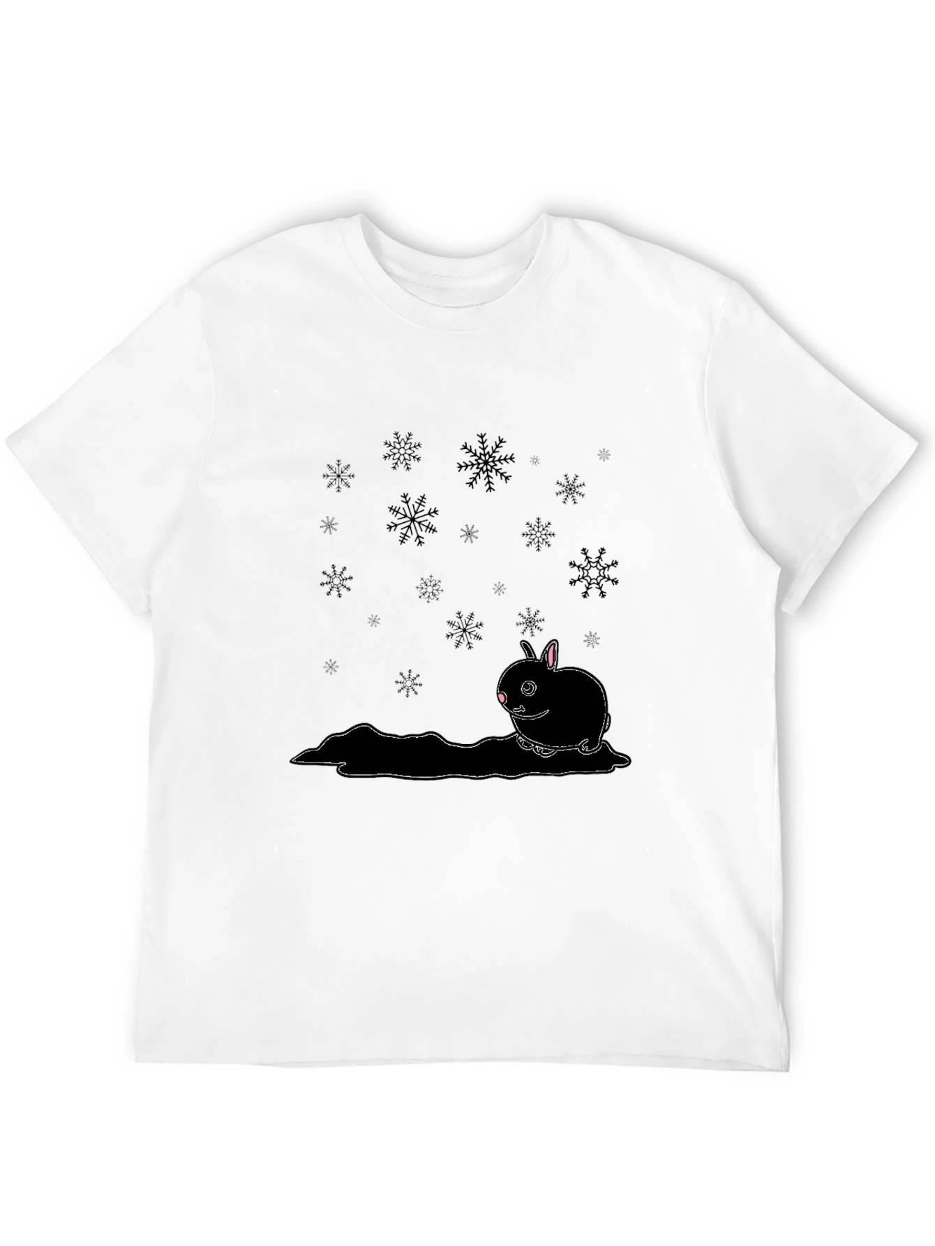 Black Winter Rabbit Graphic Tee - Black Cotton Blend view 12