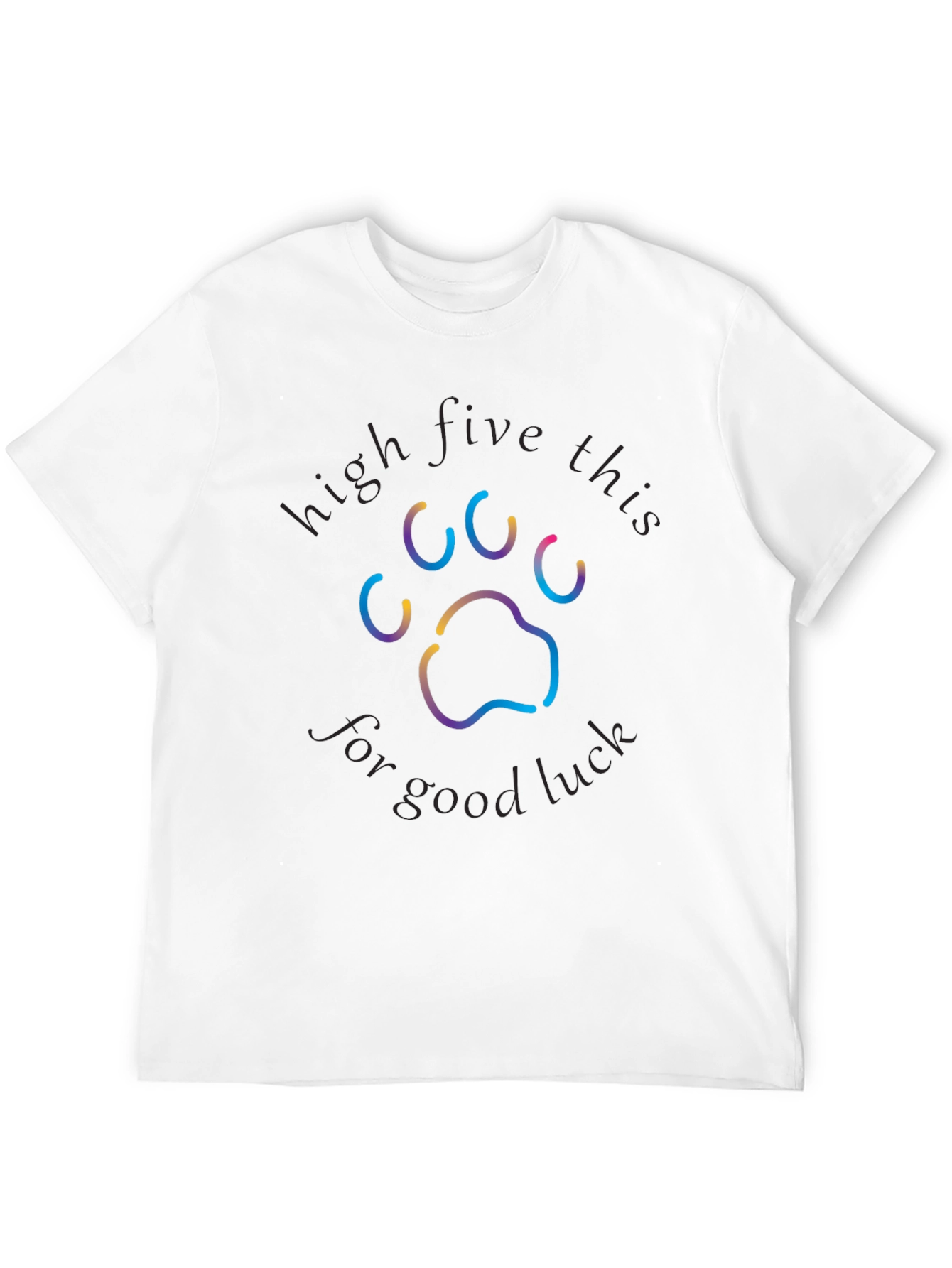 Black High Five for Good Luck Paw Print T-Shirt view 12