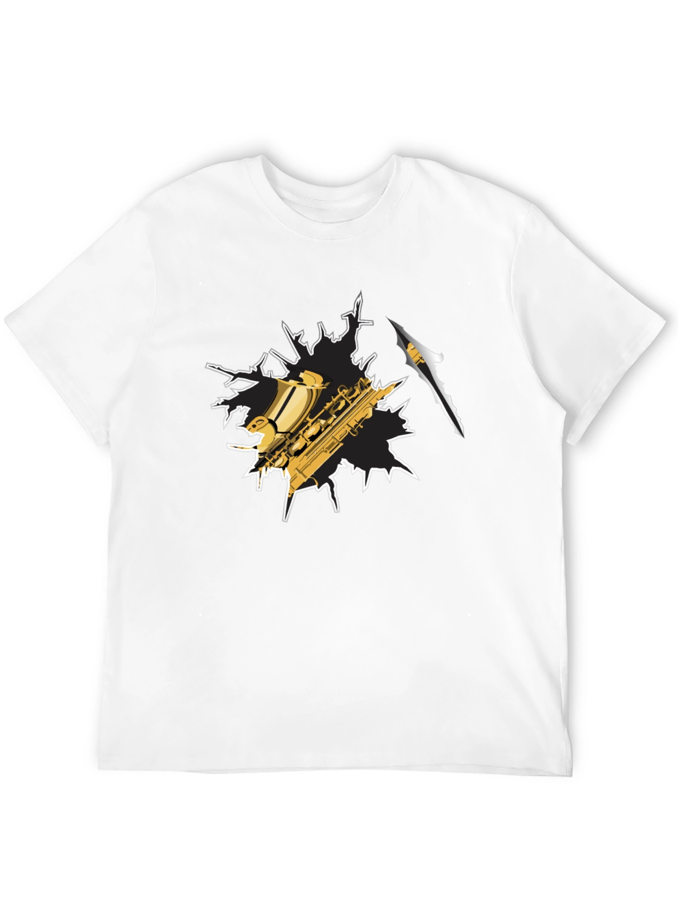 Black Saxophone Graphic T-Shirt - Cool Music Tee view 12