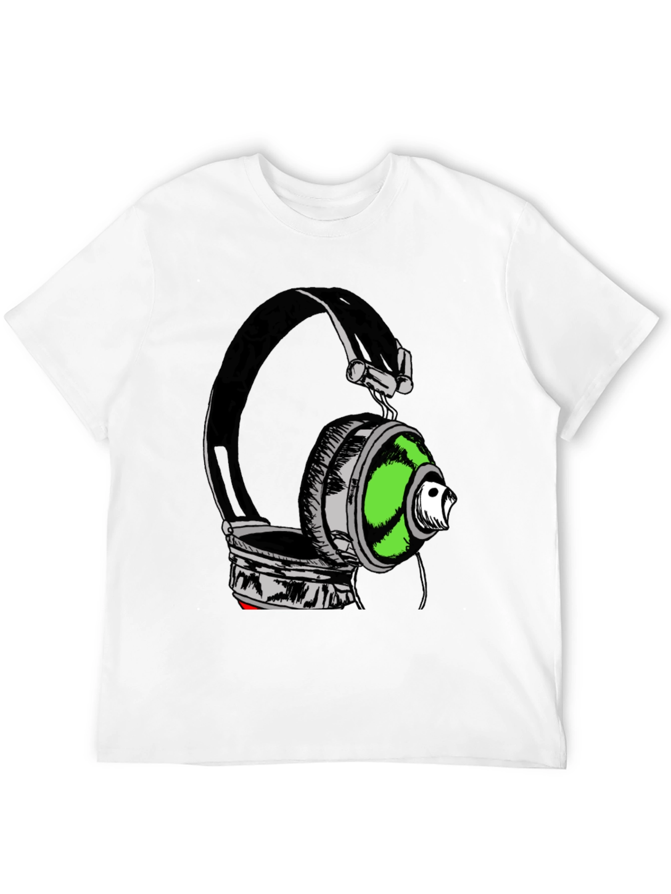 Black Headphones Graphic Print T-Shirt - Black view 12