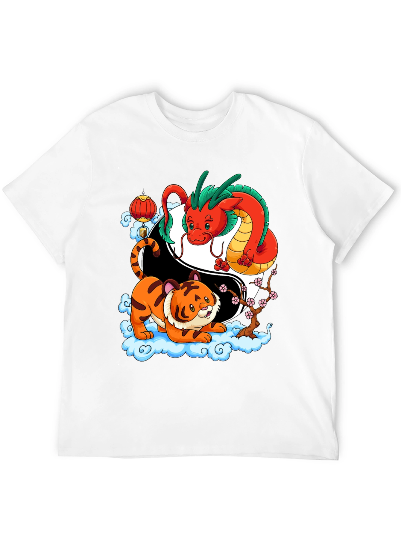 Black Year of the Dragon & Tiger Yin Yang T-Shirt view 12
