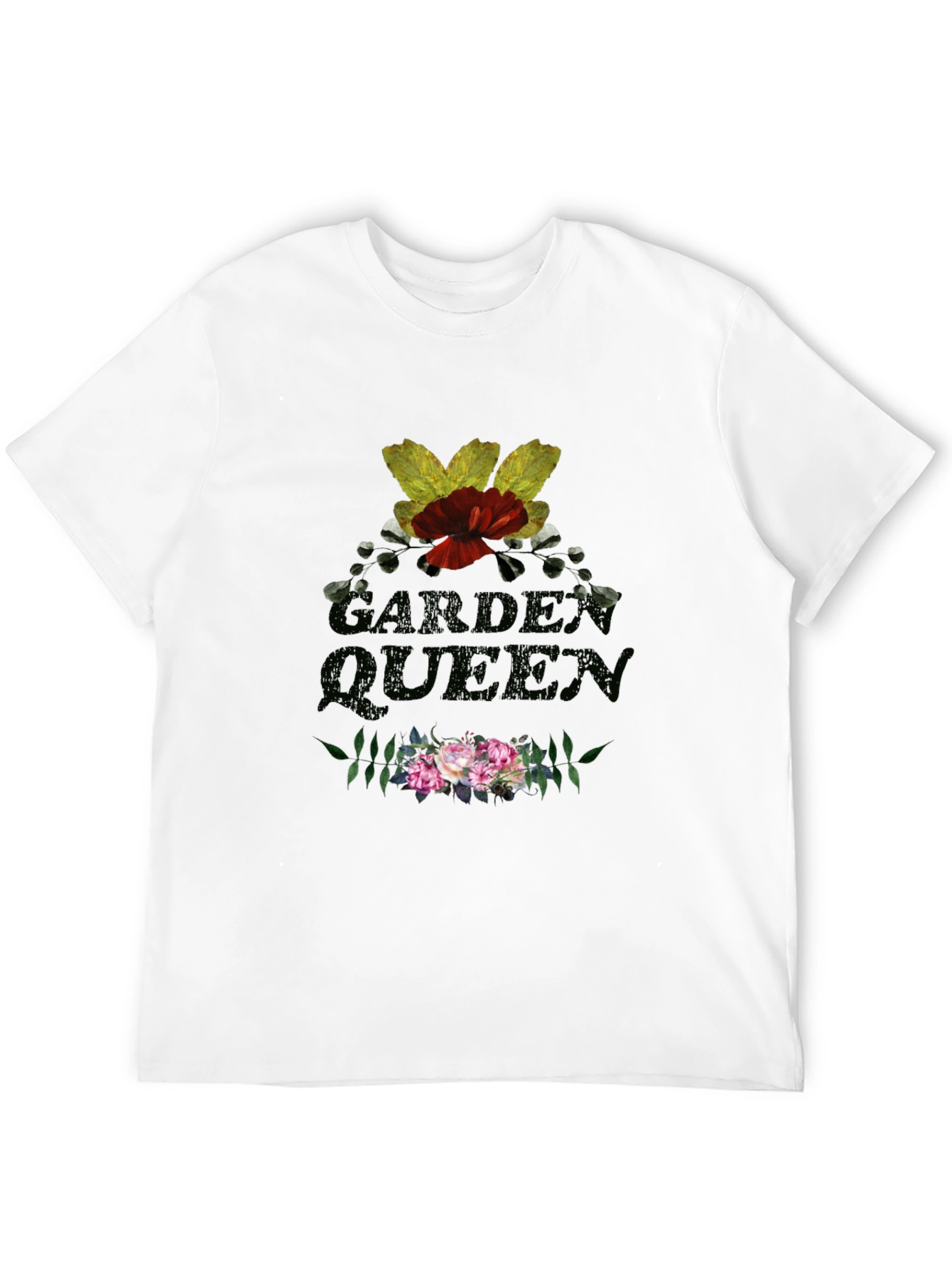 Black Garden Queen Floral T-Shirt - Black Cotton Tee view 12