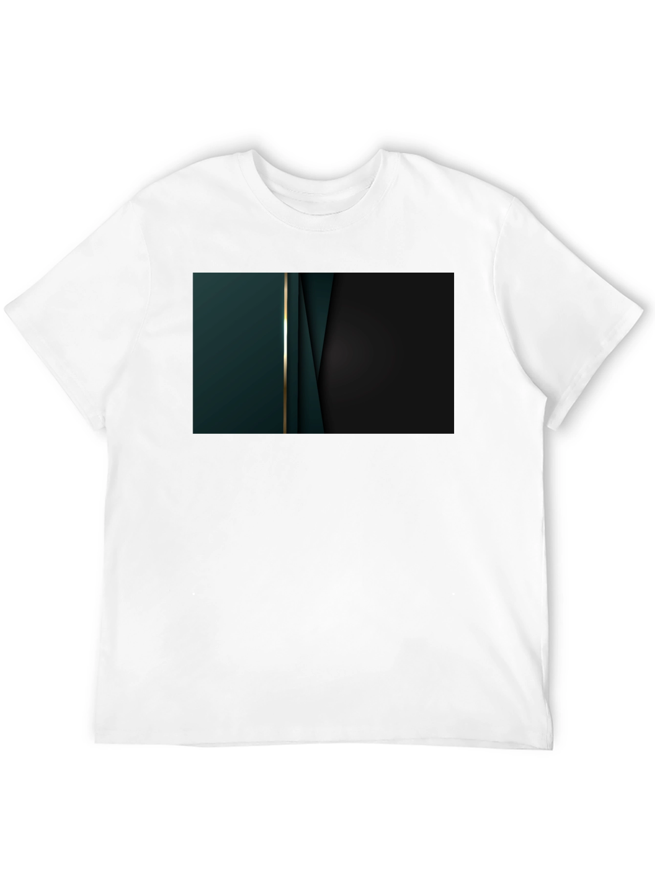 Black Sleek Black Tee with Abstract Dark Green Design view 12