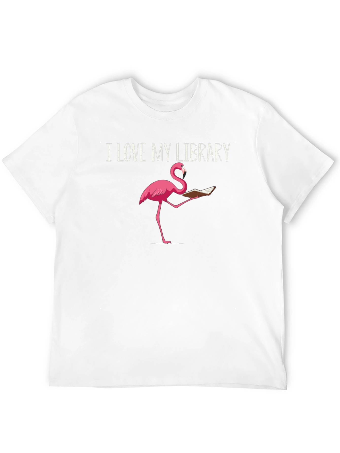Black I Love My Library Flamingo Reading T-Shirt view 12