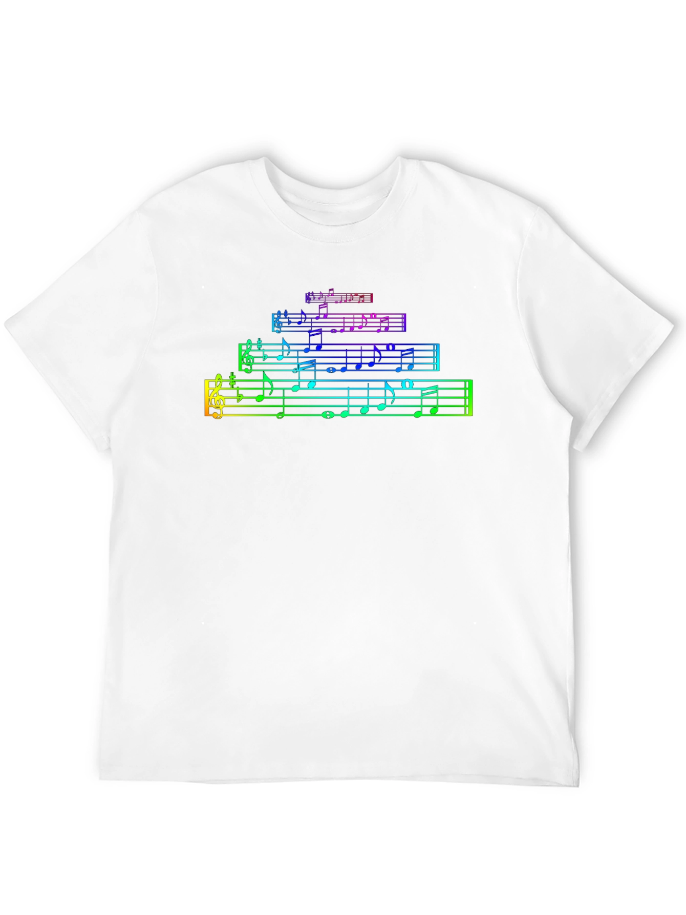 Black Rainbow Music Notes Graphic Black T-Shirt view 12