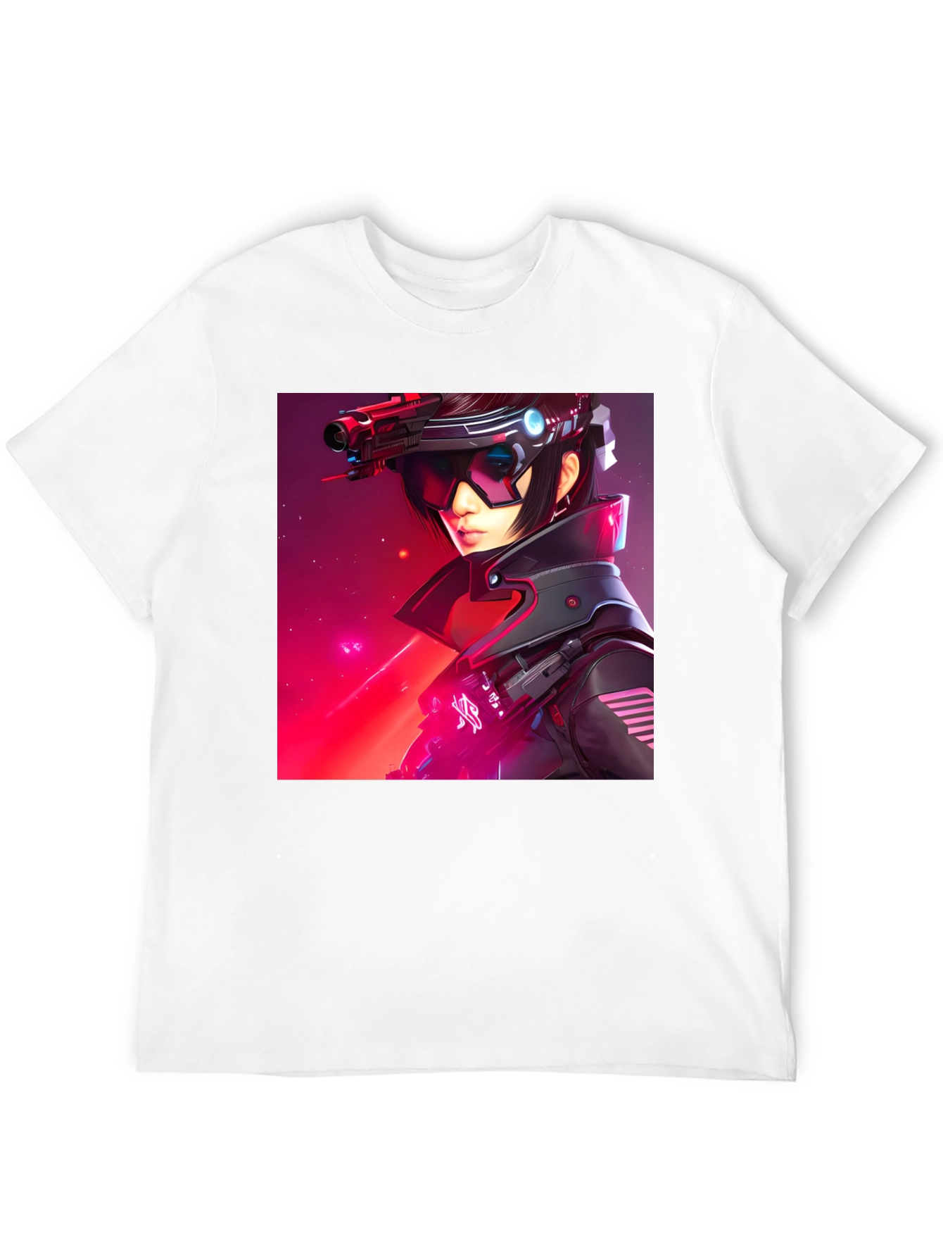 Black Sci-Fi Cyberpunk Girl Graphic Black T-Shirt view 12