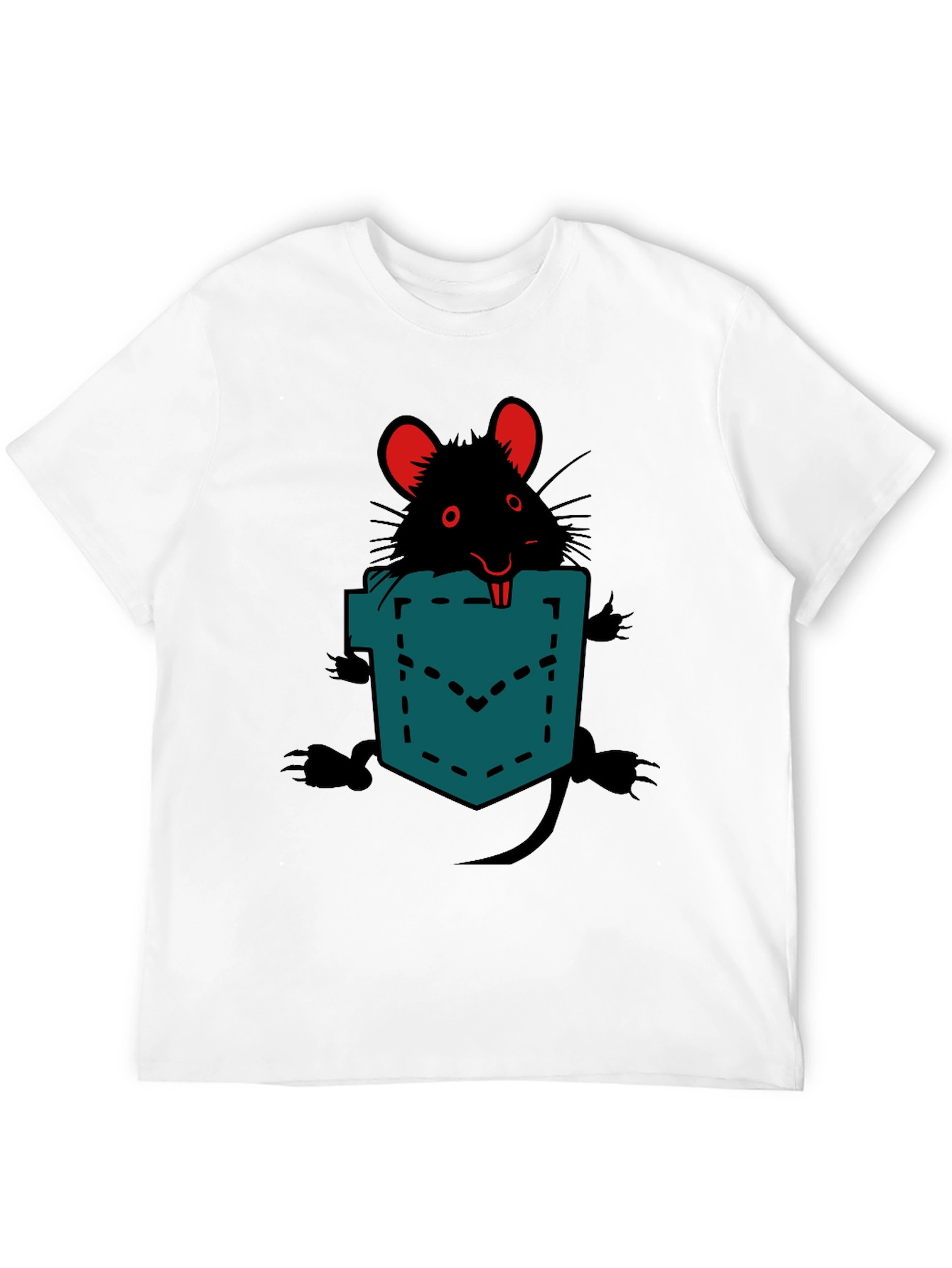 Black Rat in Pocket Graphic Tee - Novelty Animal T-Shirt view 12