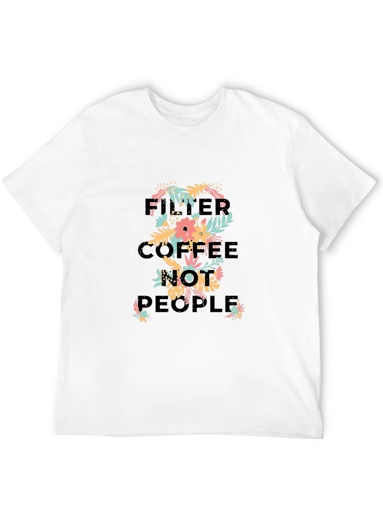 Black Floral "I Need Coffee" Graphic T-Shirt view 12