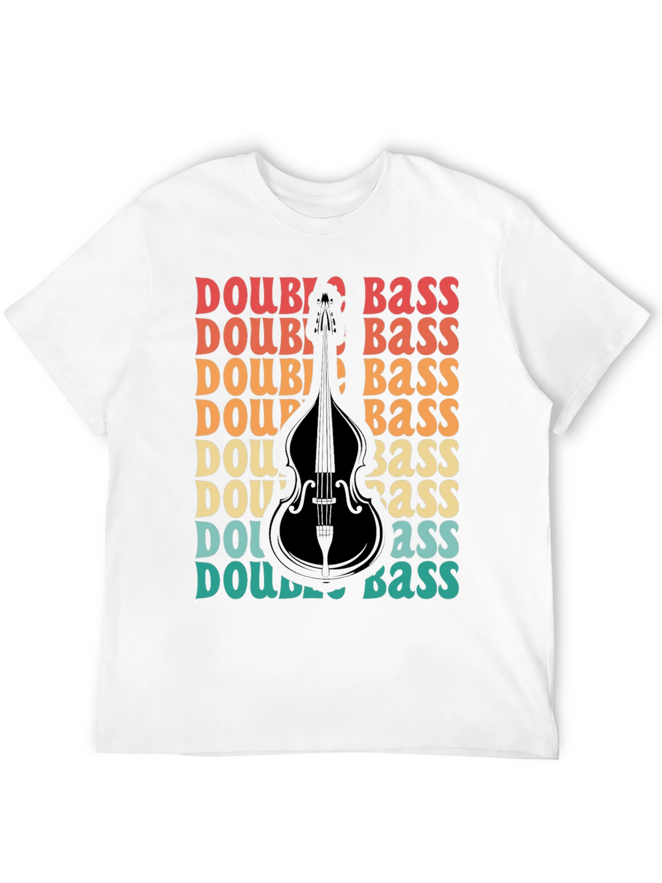 Black Double Bass Graphic T-Shirt Retro Style Musician Tee view 12
